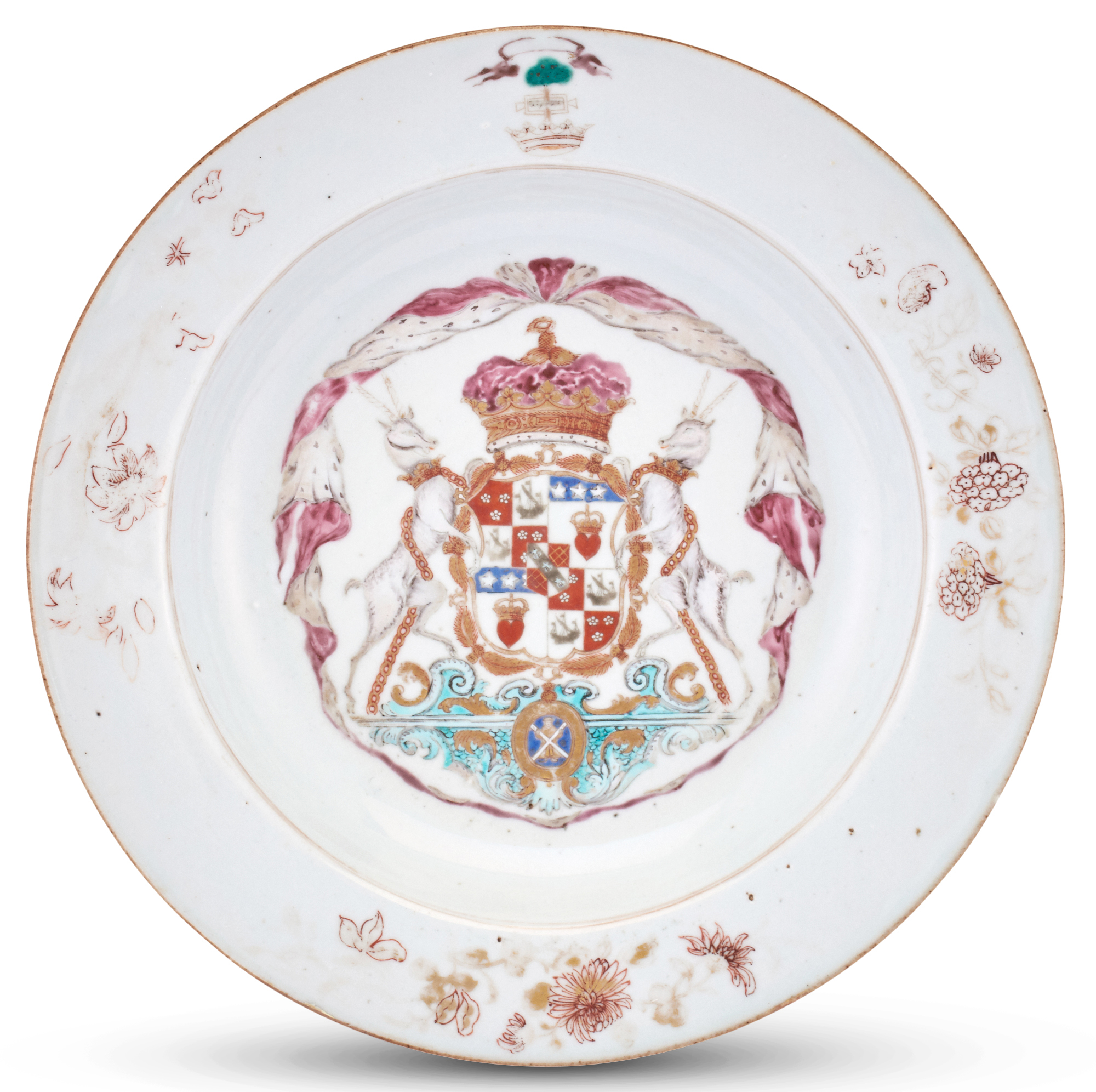 Lot image - A Chinese Export Porcelain Armorial Plate