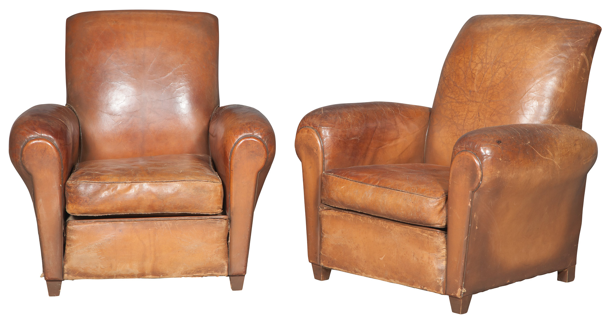Lot image - Pair of Art Deco Style Leather Club Chairs
