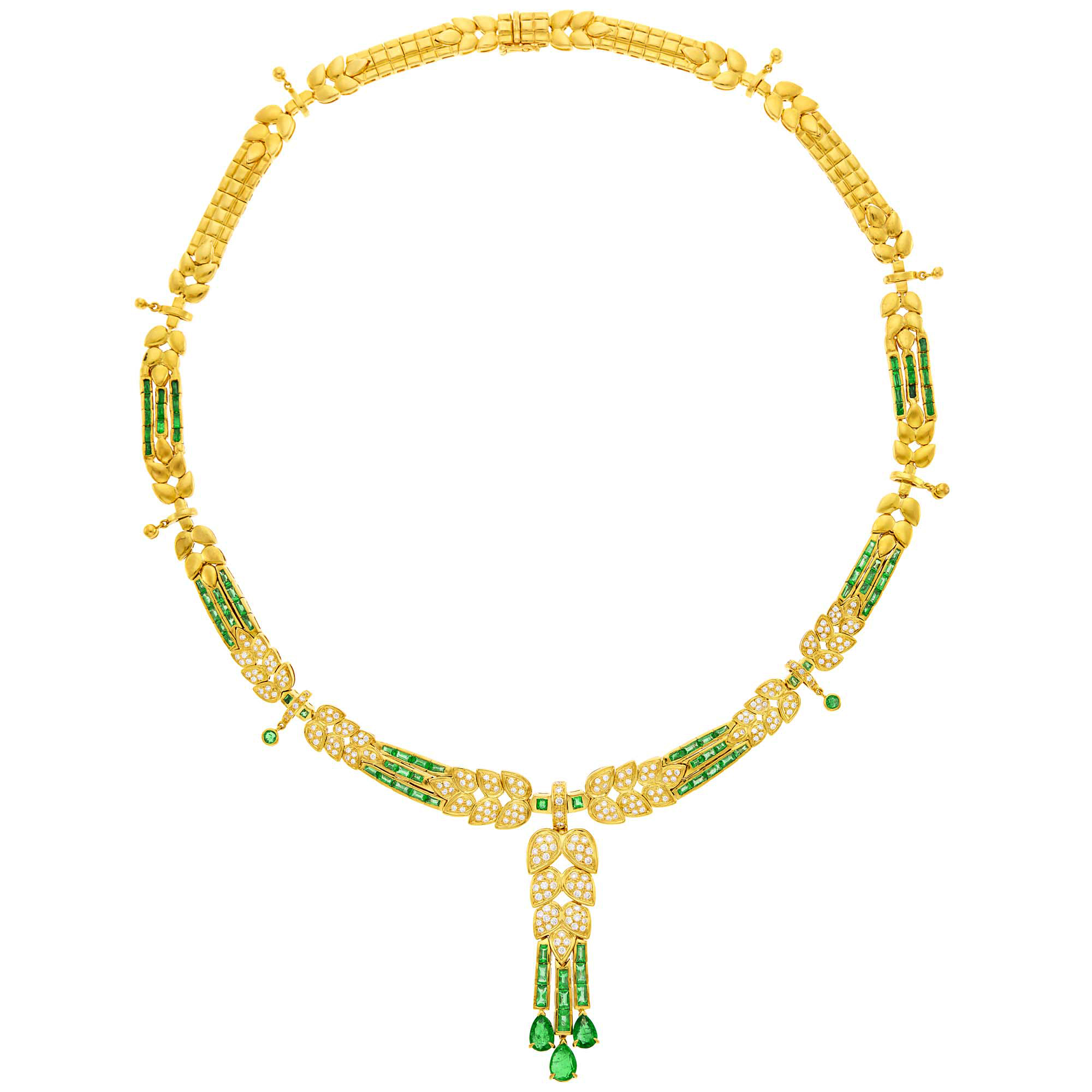 Lot image - Gold, Diamond and Emerald Necklace
