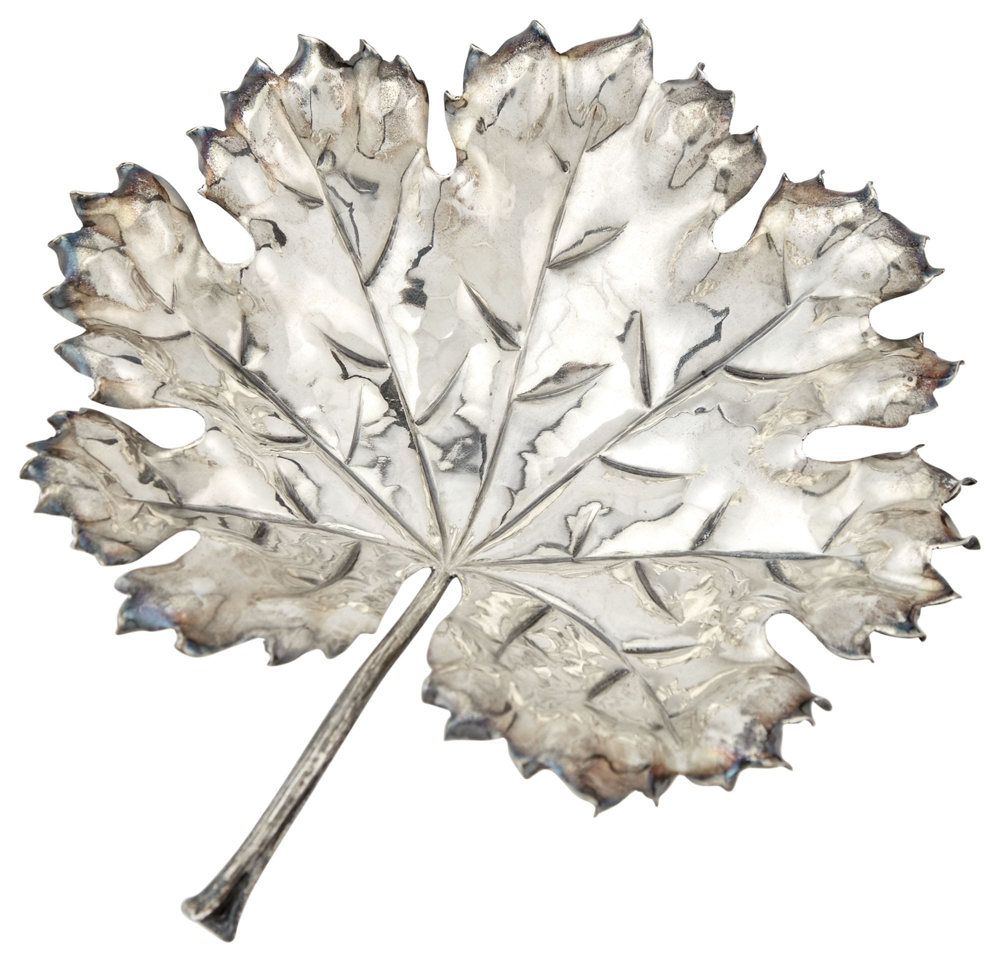 Lot image - Mario Buccelati Sterling Silver Leaf-Form Dish