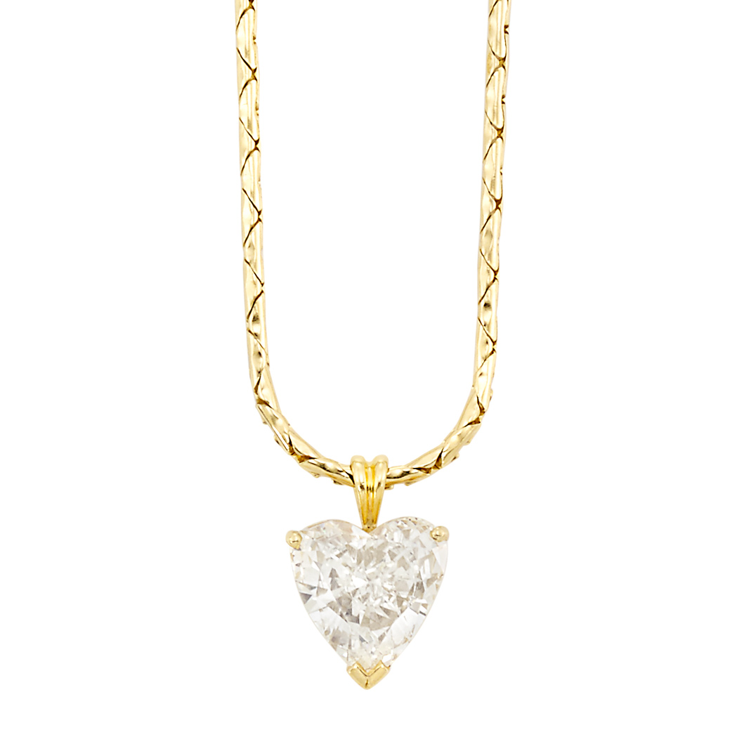 Lot image - Gold and Diamond Pendant with Chain Necklace