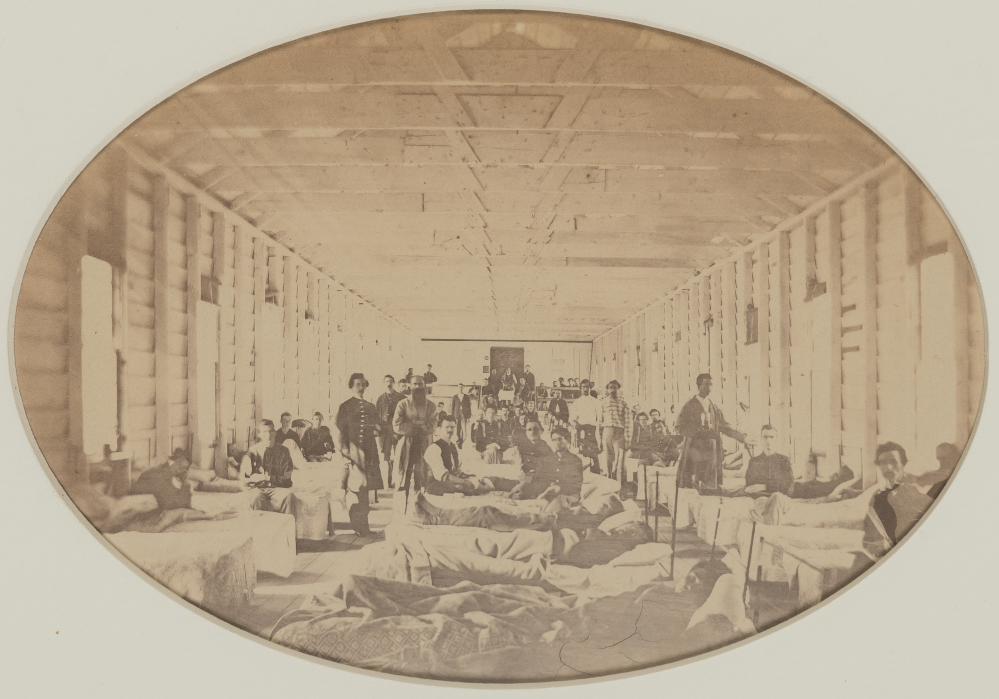 Lot image - FOWX, EGBERT GUY [attrib.] (1821-1889)  [Hospital ward in a convalescent camp at Alexandria, VA],