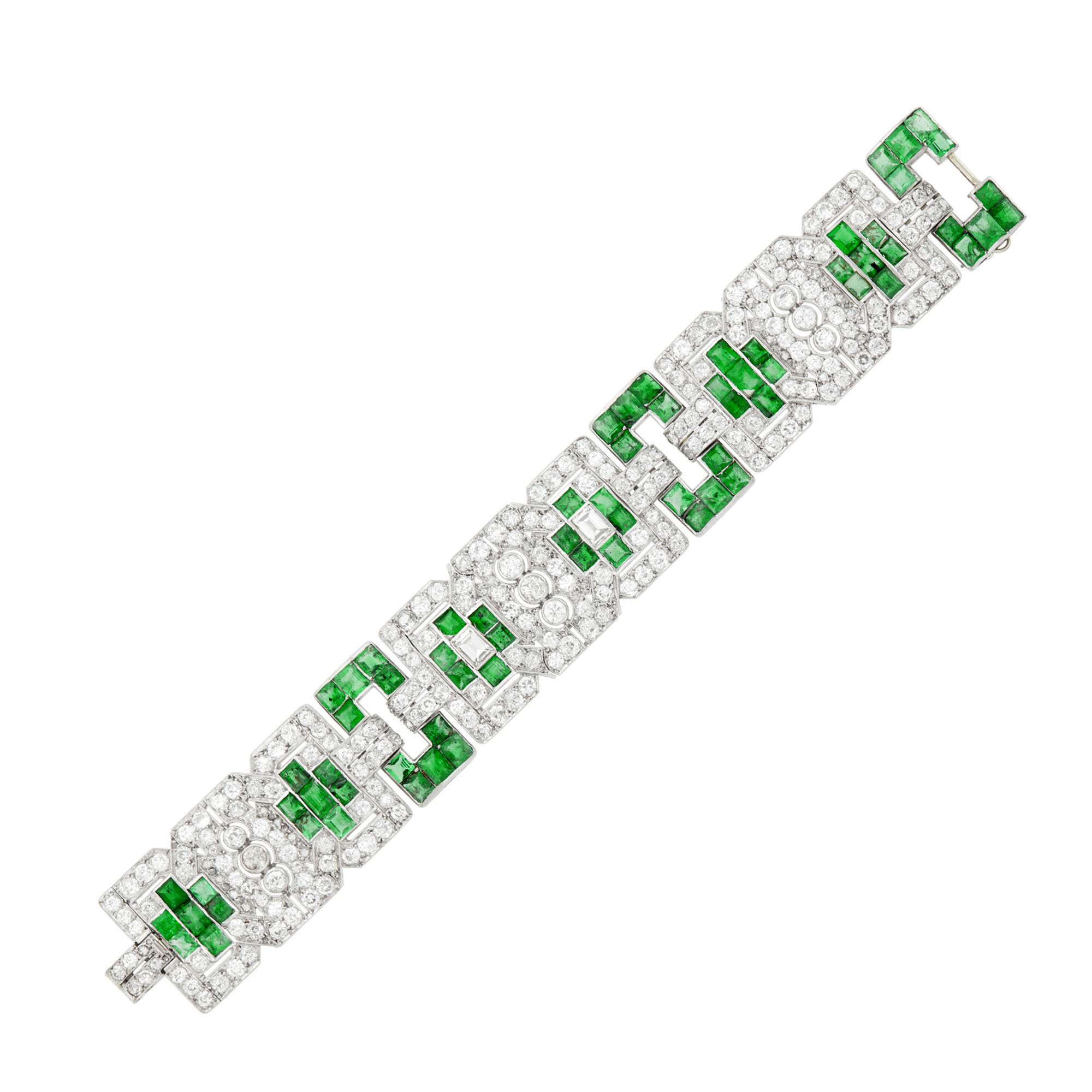 Lot image - Platinum, Emerald and Diamond Bracelet