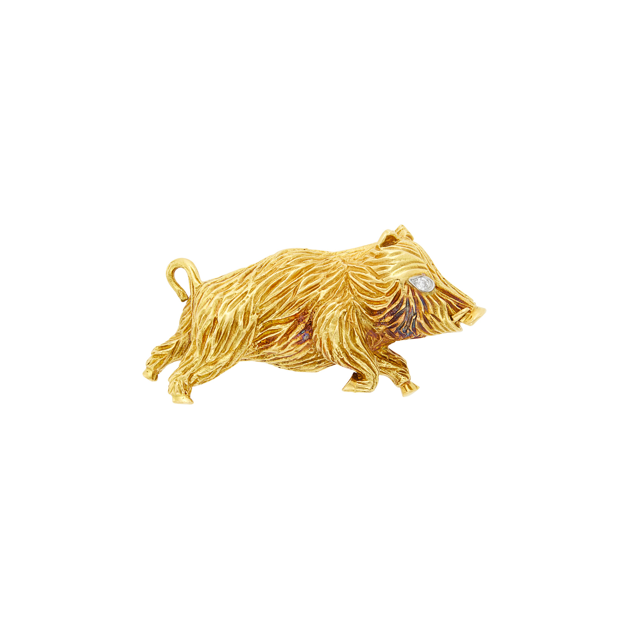 Lot image - Gold and Diamond Boar Pin, France