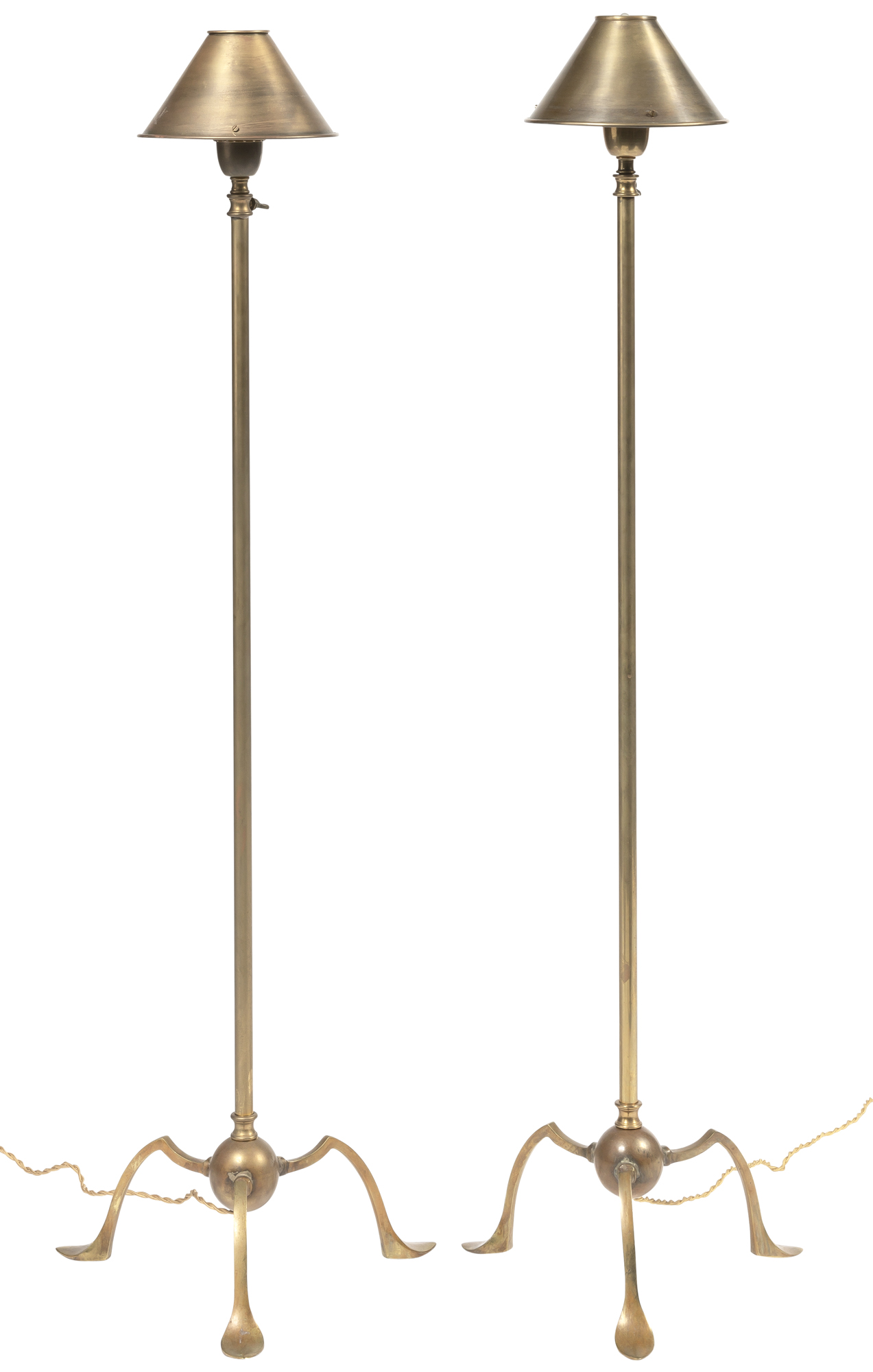 Lot image - Pair of French Bronze and Brass Floor Lamps by Galerie des Lamps