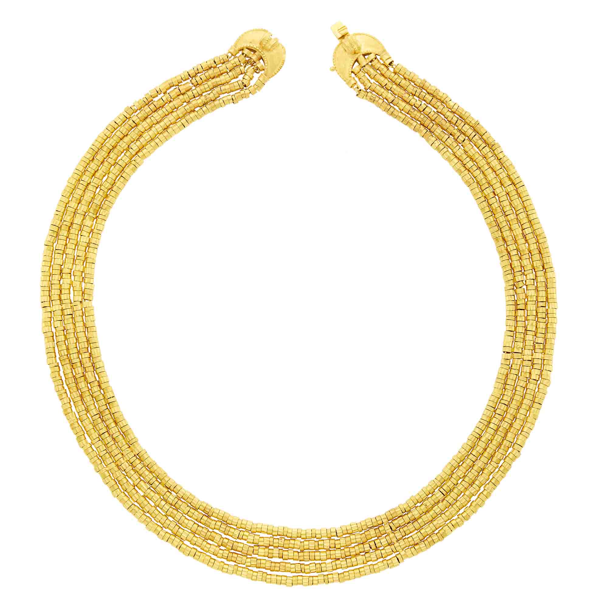 Lot image - Ilias Lalaounis Five Strand Gold Bead Swag Necklace