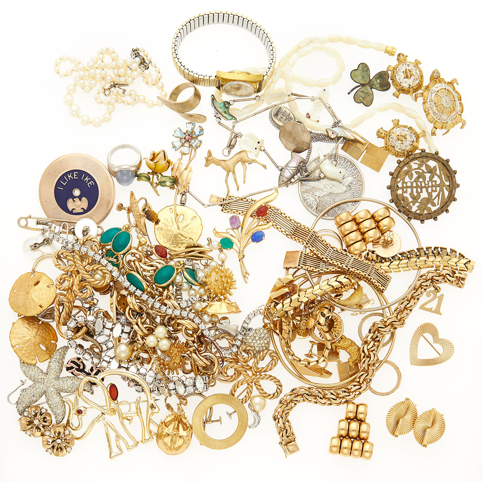Lot image - Group of Gold Jewelry and Costume Jewelry