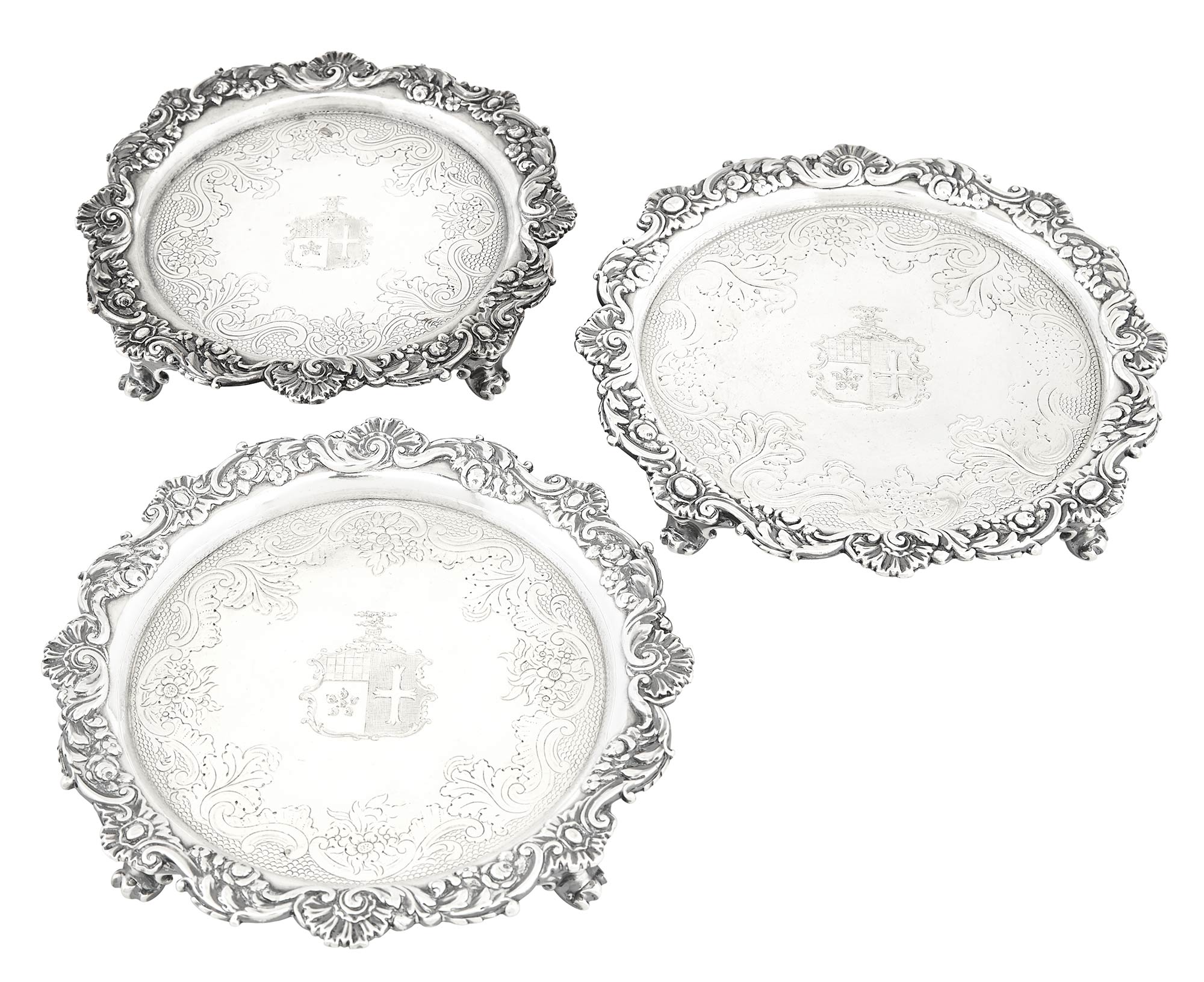 Lot image - Set of Three George IV Sterling Silver Waiters