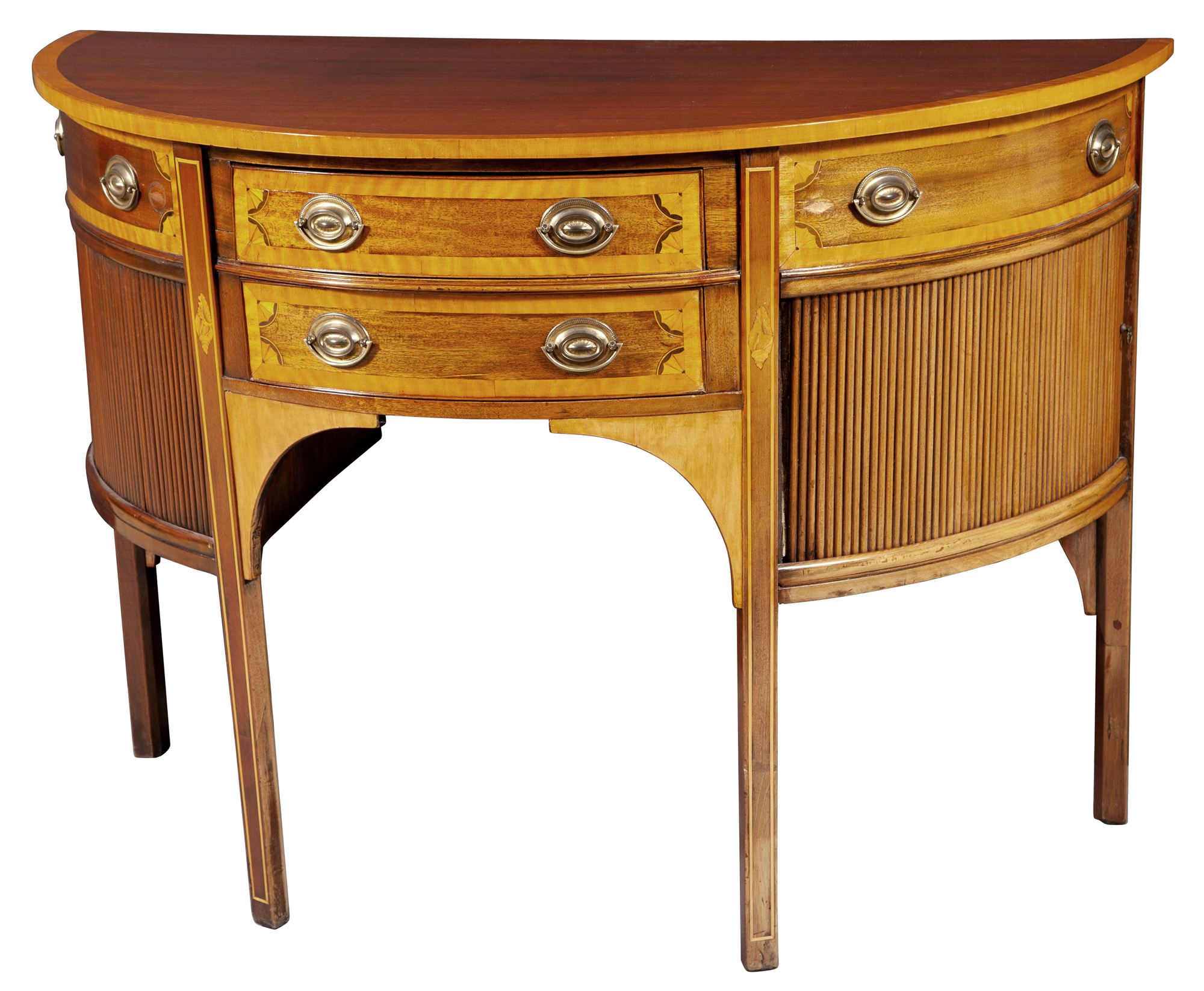 Lot image - George III Style Inlaid Mahogany Demilune Sideboard