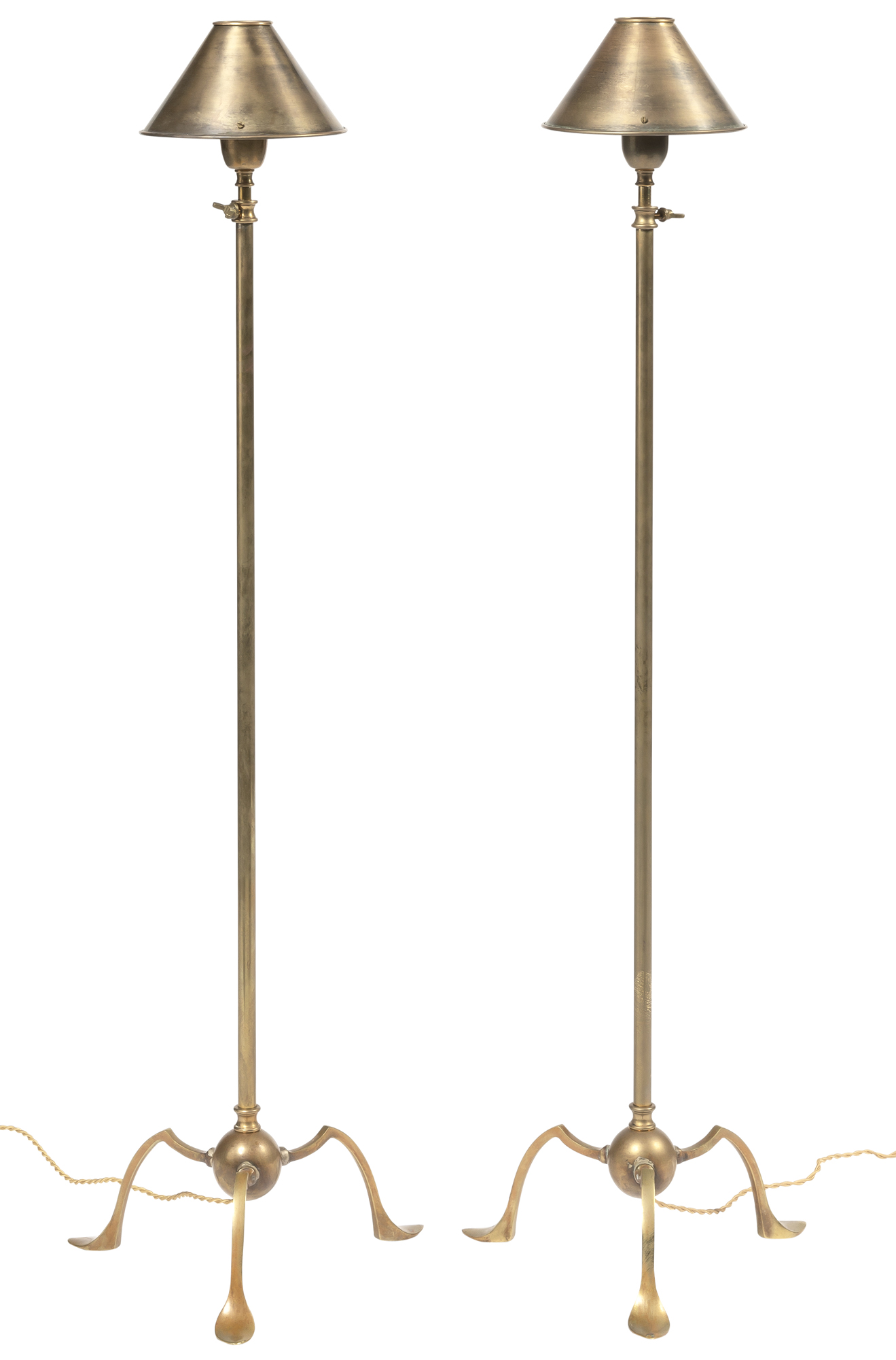 Lot image - Pair of French Bronze and Brass Floor Lamps by Galerie des Lamps