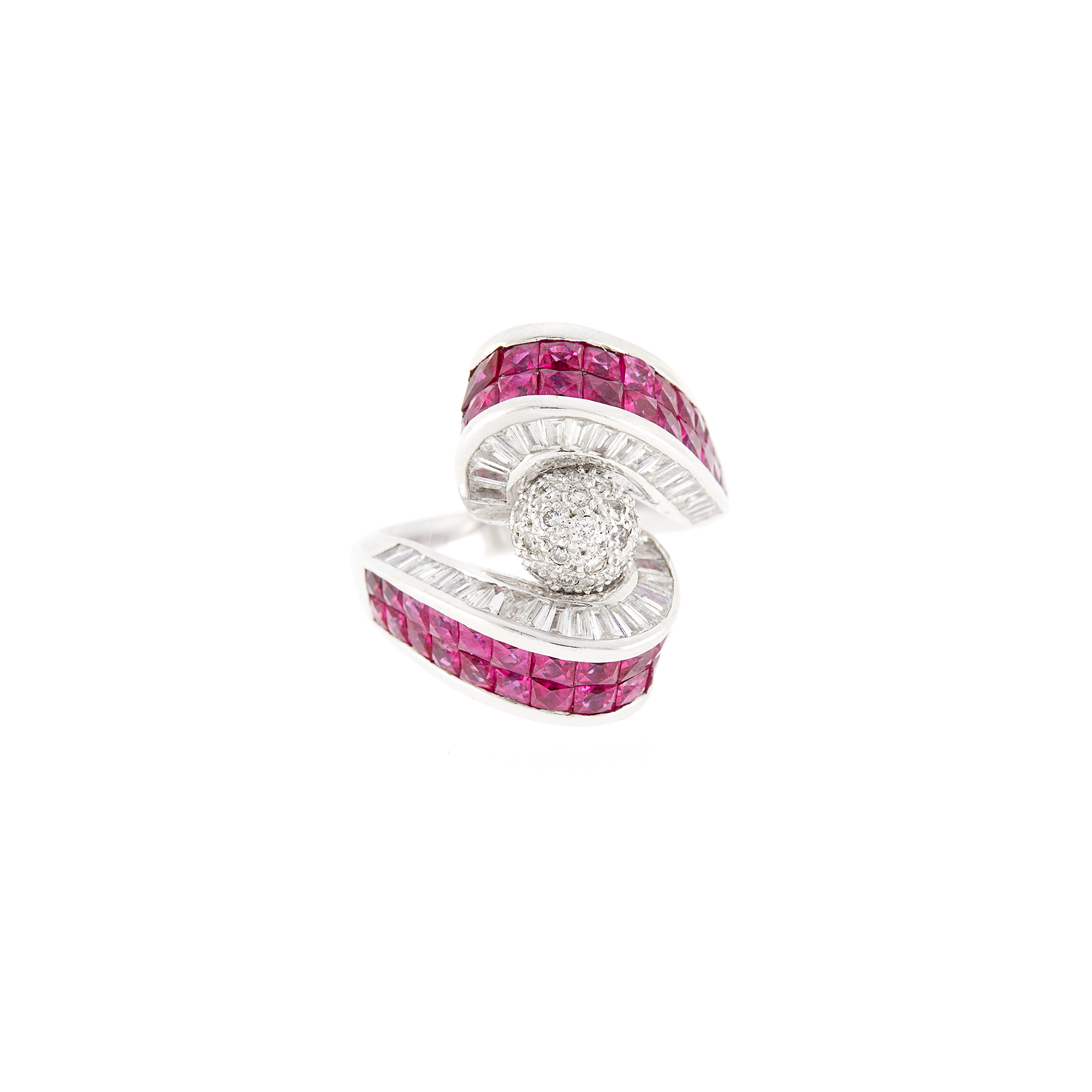 Lot image - White Gold, Ruby and Diamond Ring