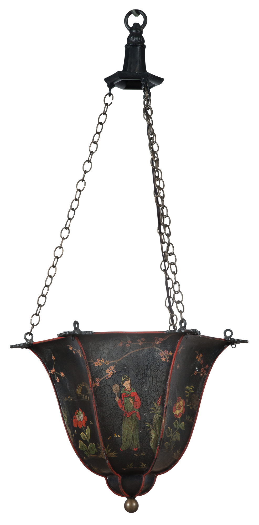 Lot image - Chinoiserie Decorated Tole Single-Light Lantern