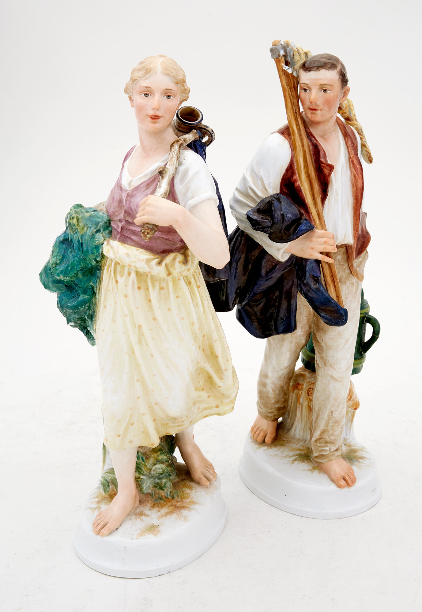 Lot image - Pair of Meissen Porcelain Figures of a Male and Female Farm Workers
