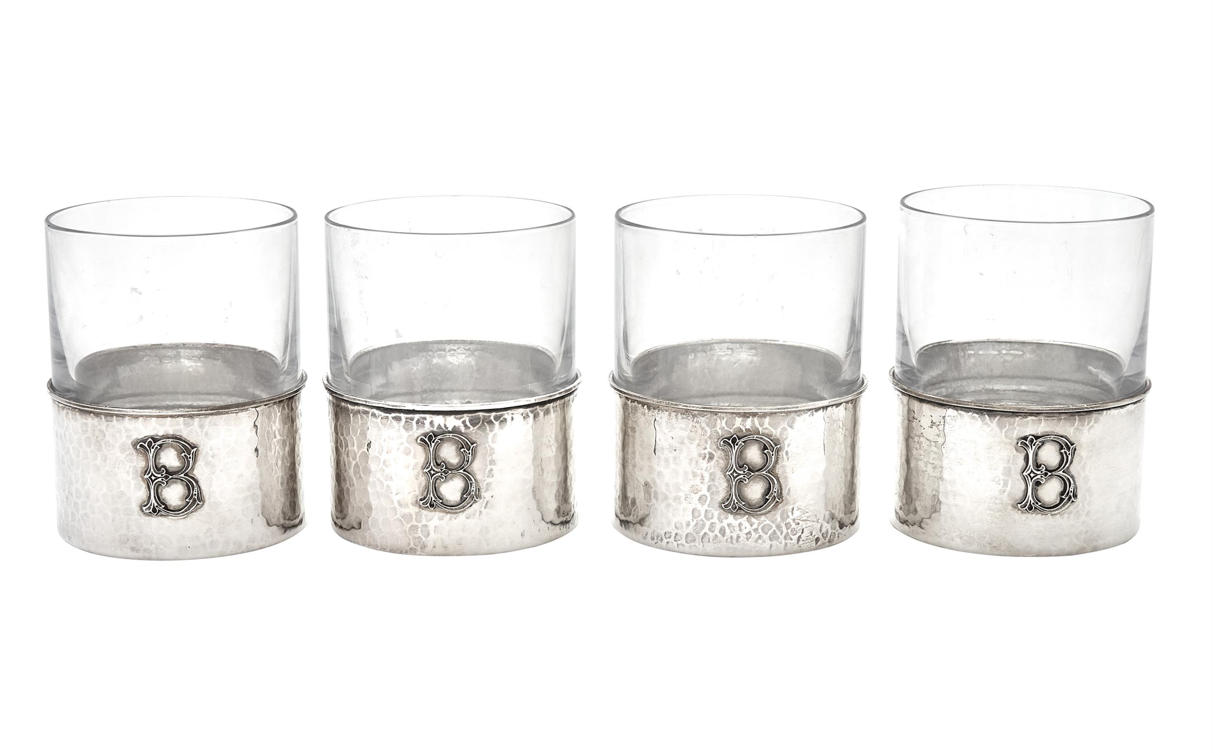 Lot image - Set of Four Federico Buccellati Sterling Silver and Glass Tumblers