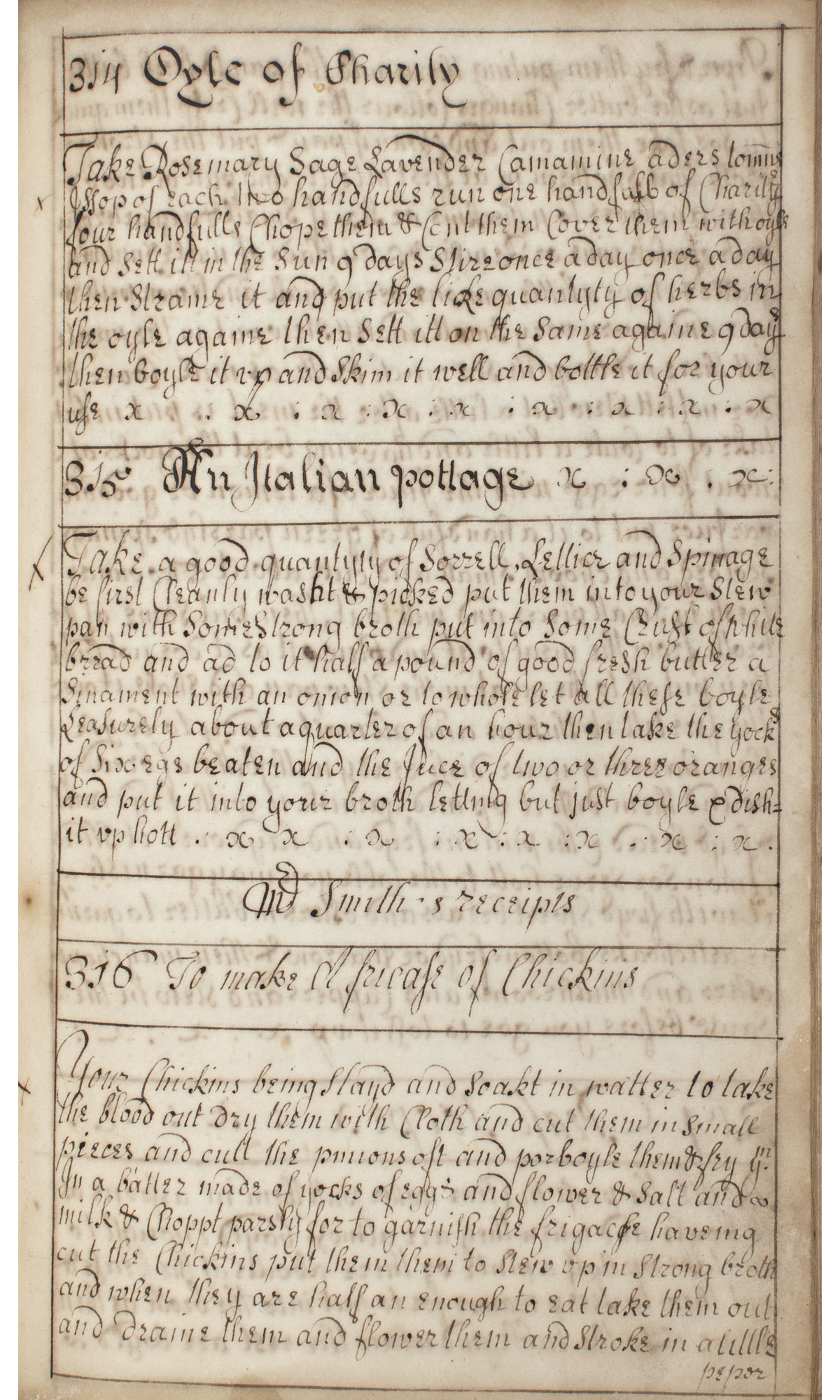 Lot image - [COOKBOOK-MANUSCRIPT ]  Compilation of manuscript recipes and medical cures in a wide variety of hands.