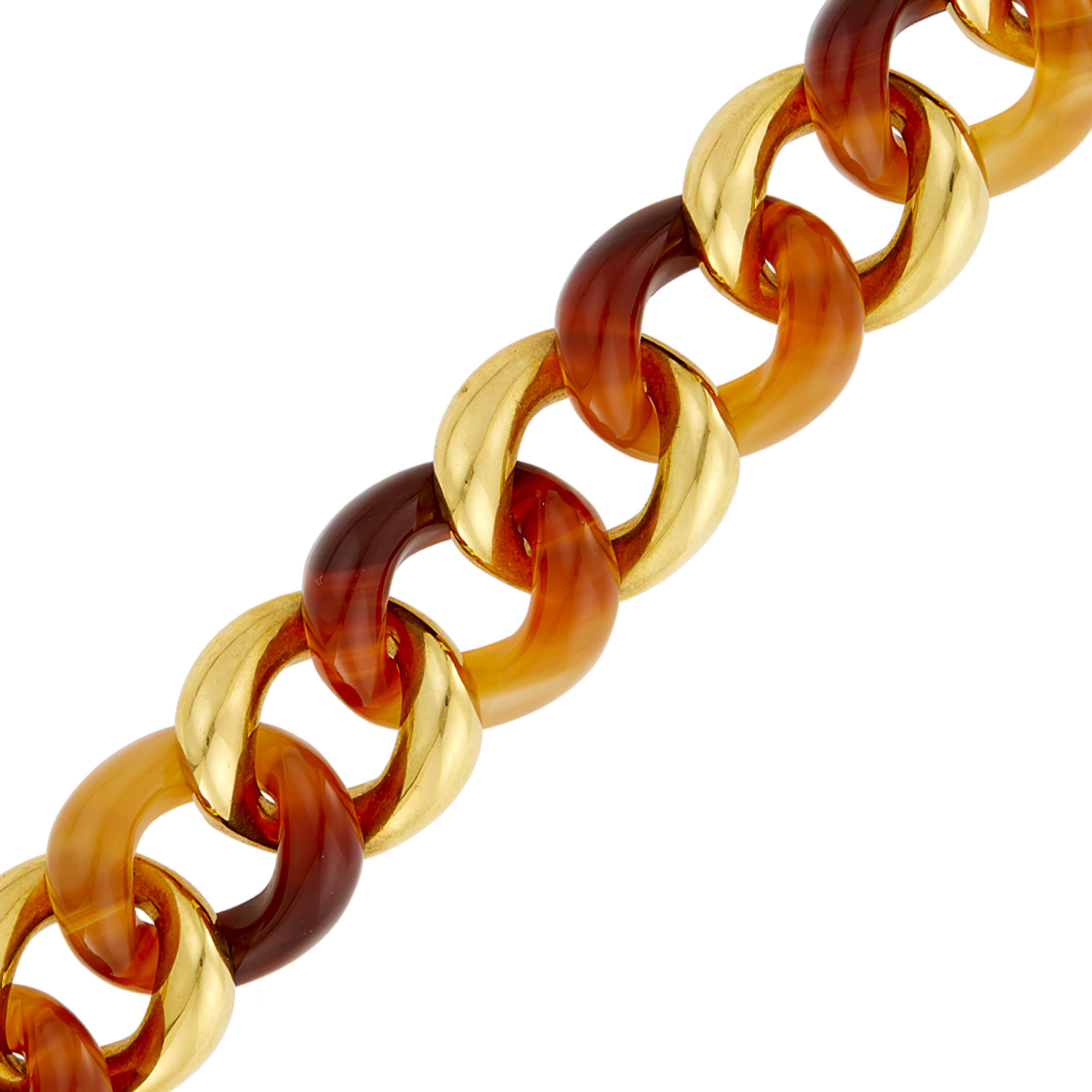 Lot image - Seaman Schepps Gold and Carnelian Classic Link Bracelet