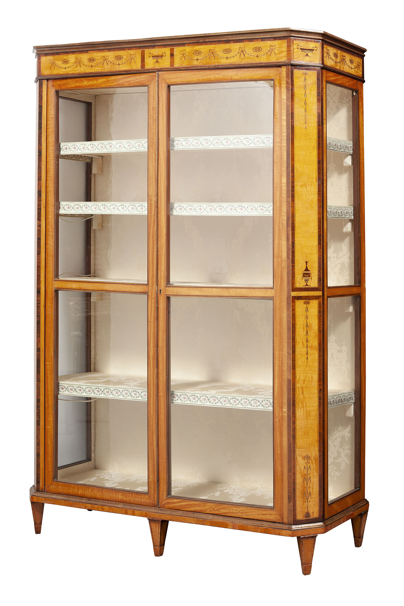 Lot image - Dutch Neoclassical Inlaid Satinwood and Marquetry Display Cabinet