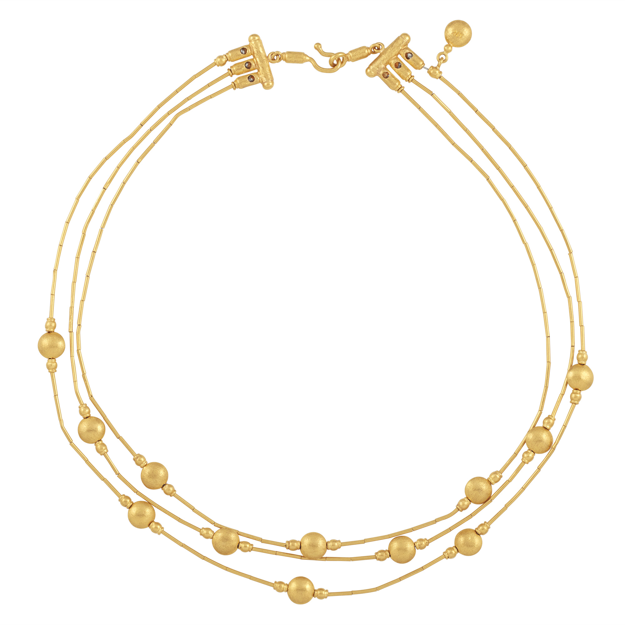 Lot image - High Karat Gold Triple Strand Necklace