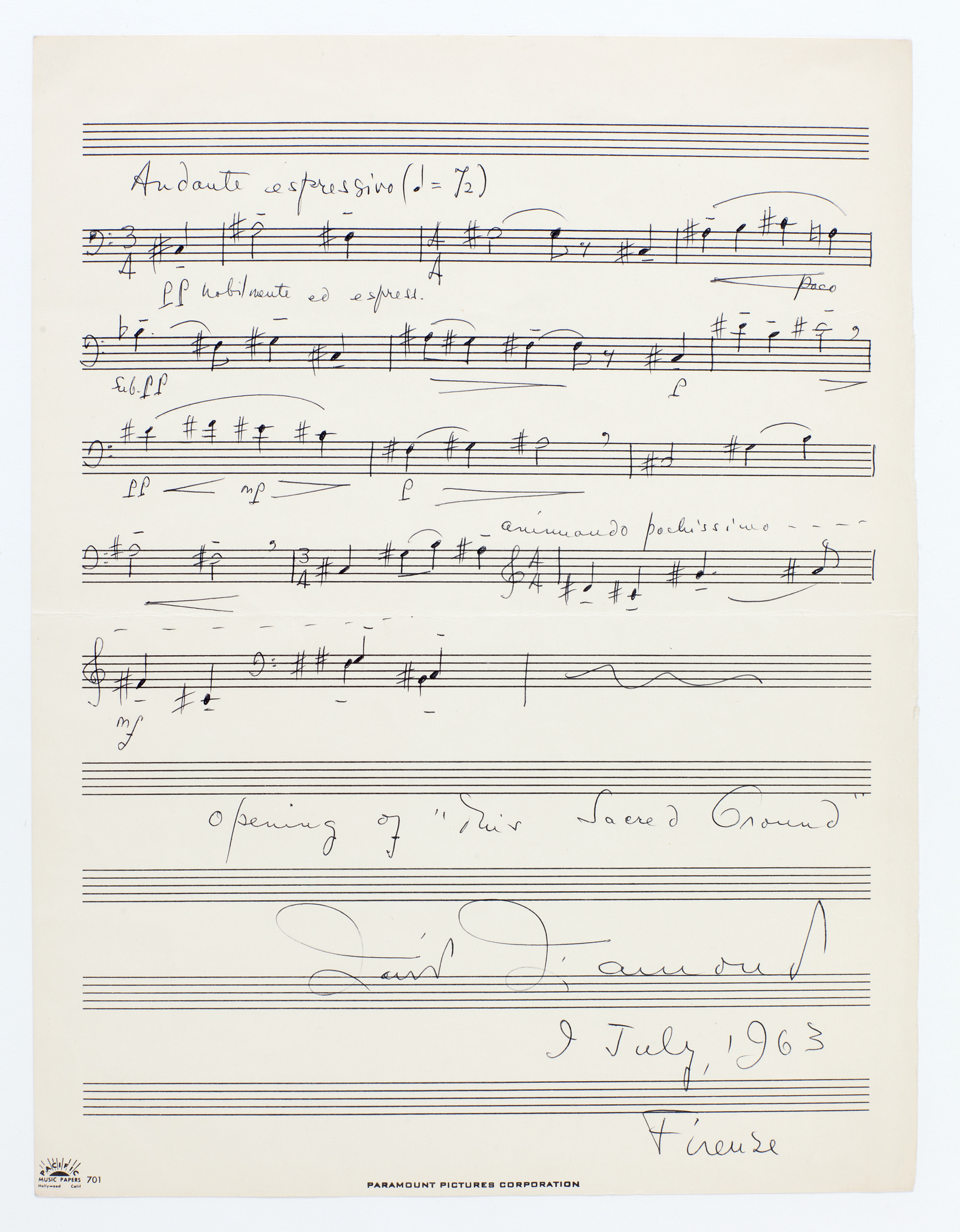 Lot image - [COMPOSERS]  Large group approximately fifty signed items, A-L by last name.