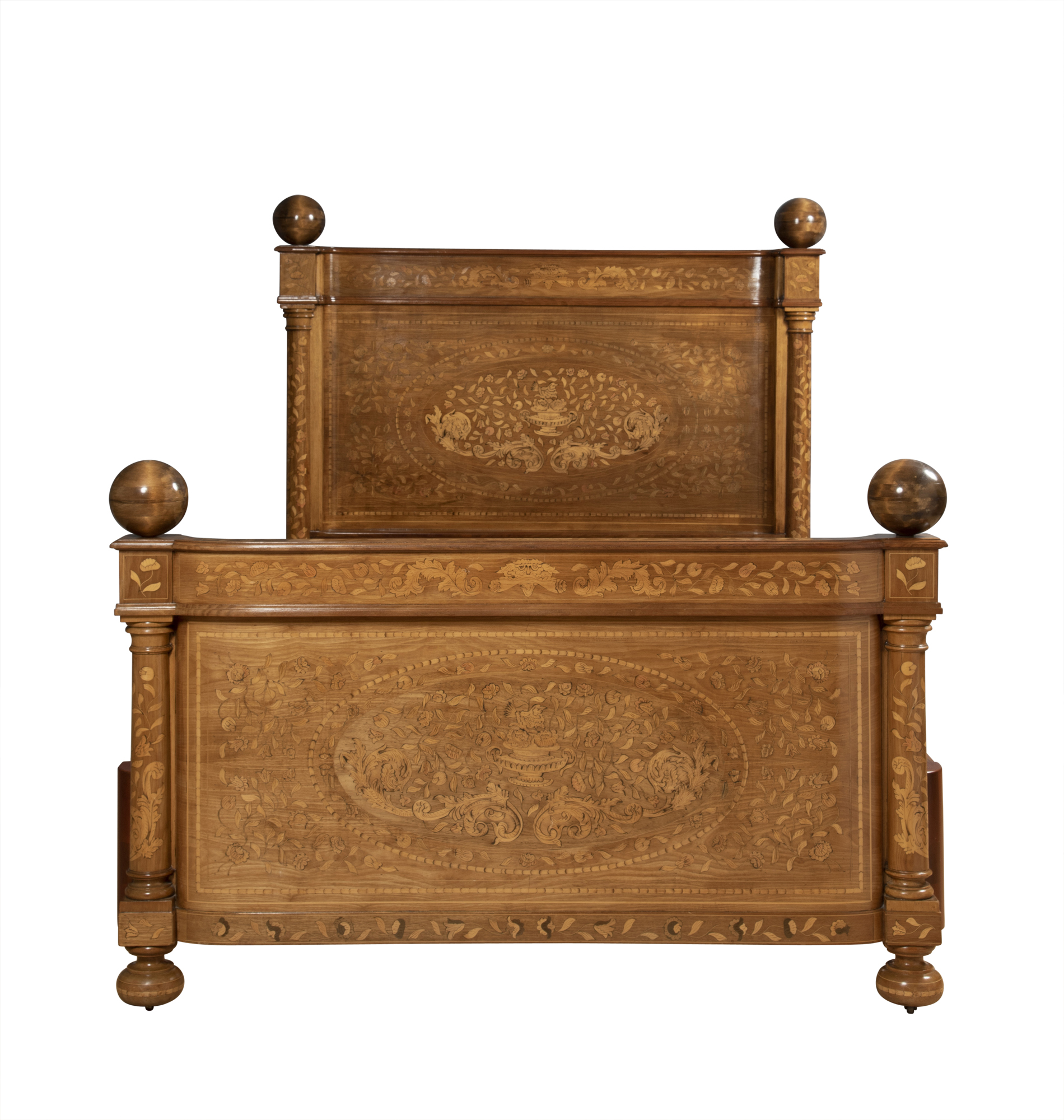 Lot image - Dutch Neoclassical Style Marquetry Inlaid Bedstead