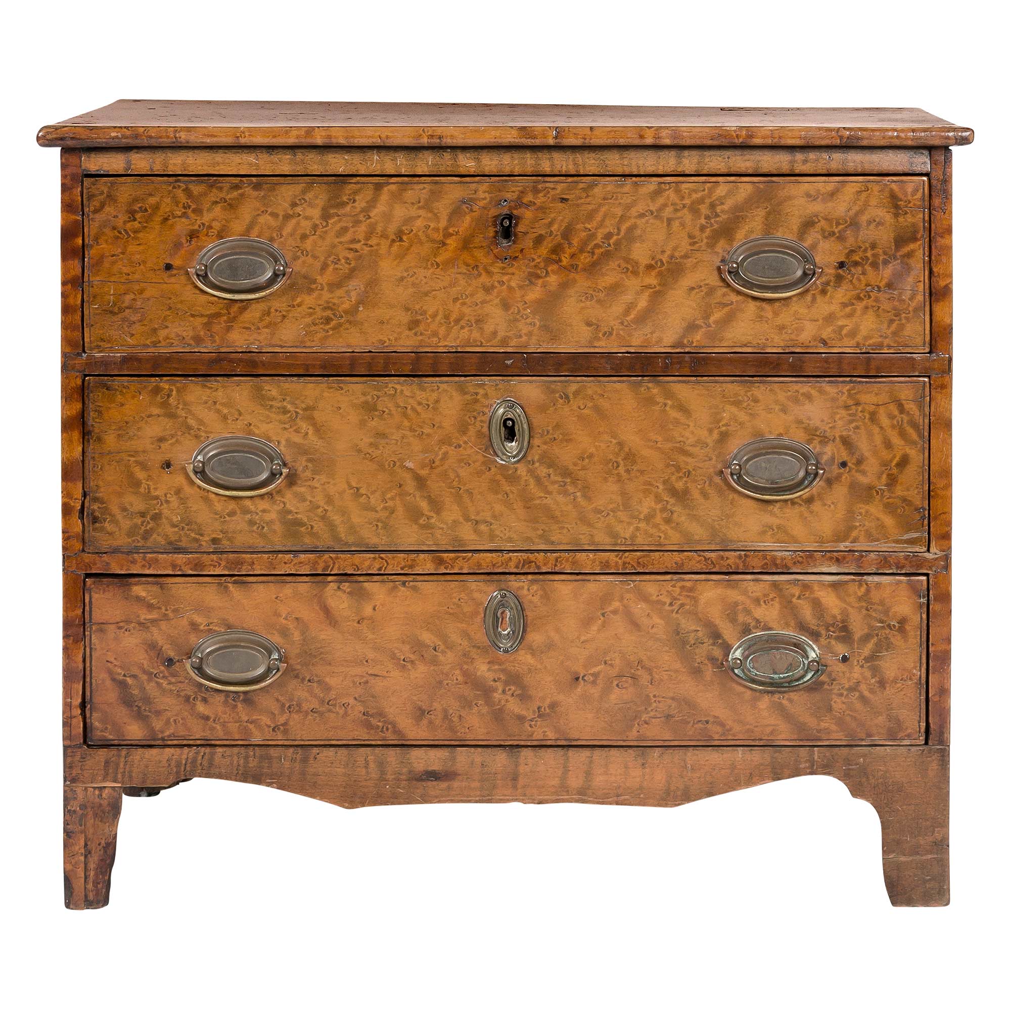 Lot image - Federal Figured Maple Miniature Chest of Drawers