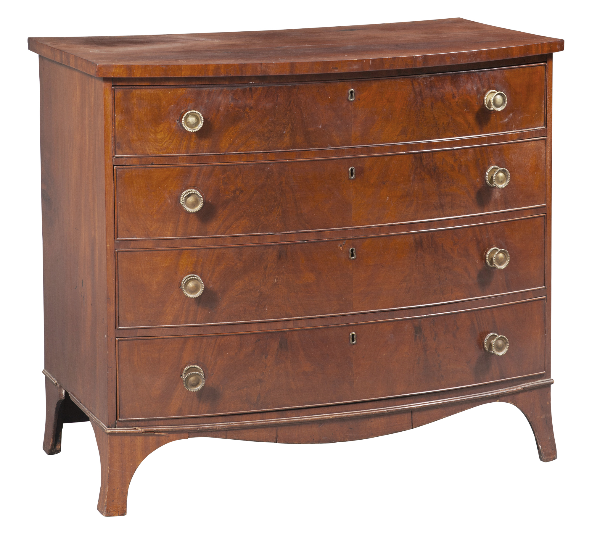 Lot image - Federal Mahogany Bowfront Chest of Drawers
