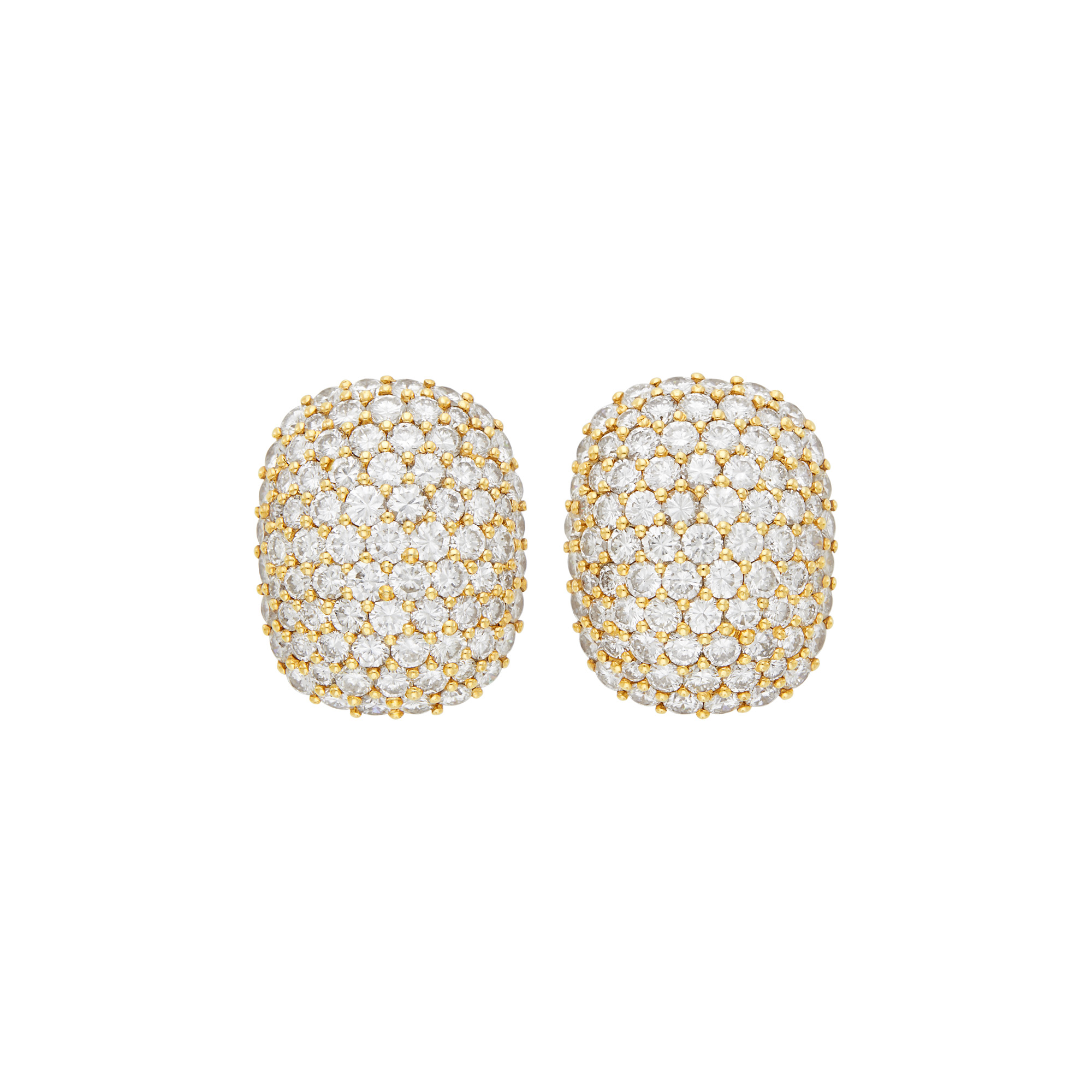 Lot image - Pair of Gold and Diamond Earclips