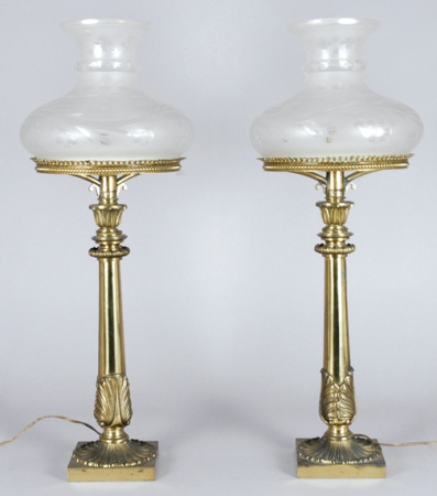 Lot image - Pair of Brass Sinumbra Lamps