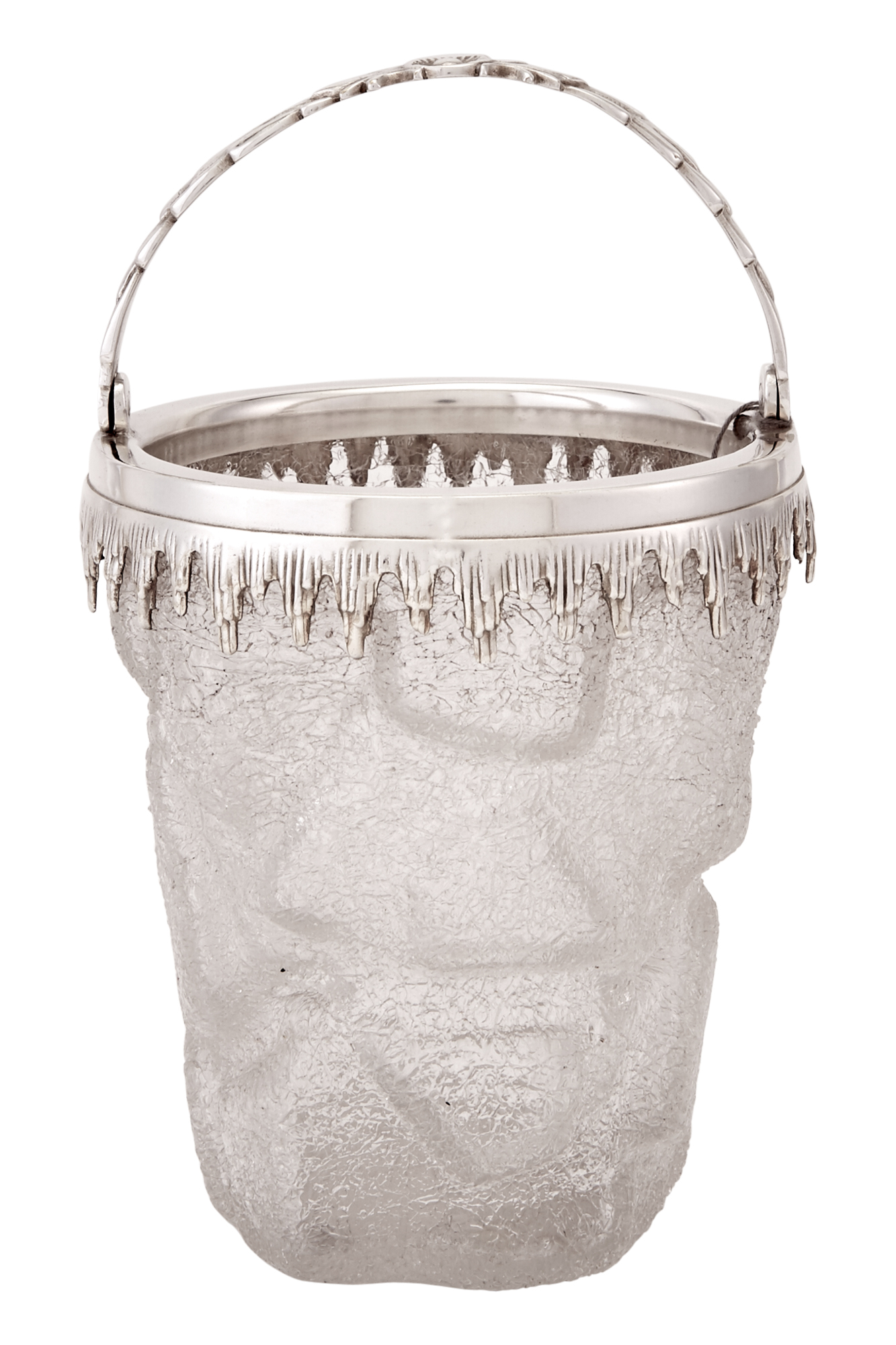 Lot image - Novelty Silver-Plated and Frosted Glass Ice Pail