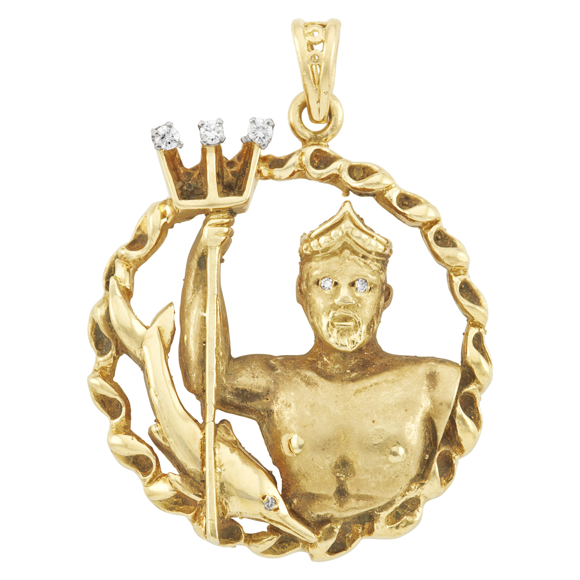 Lot image - Gold and Diamond Neptune Pendant