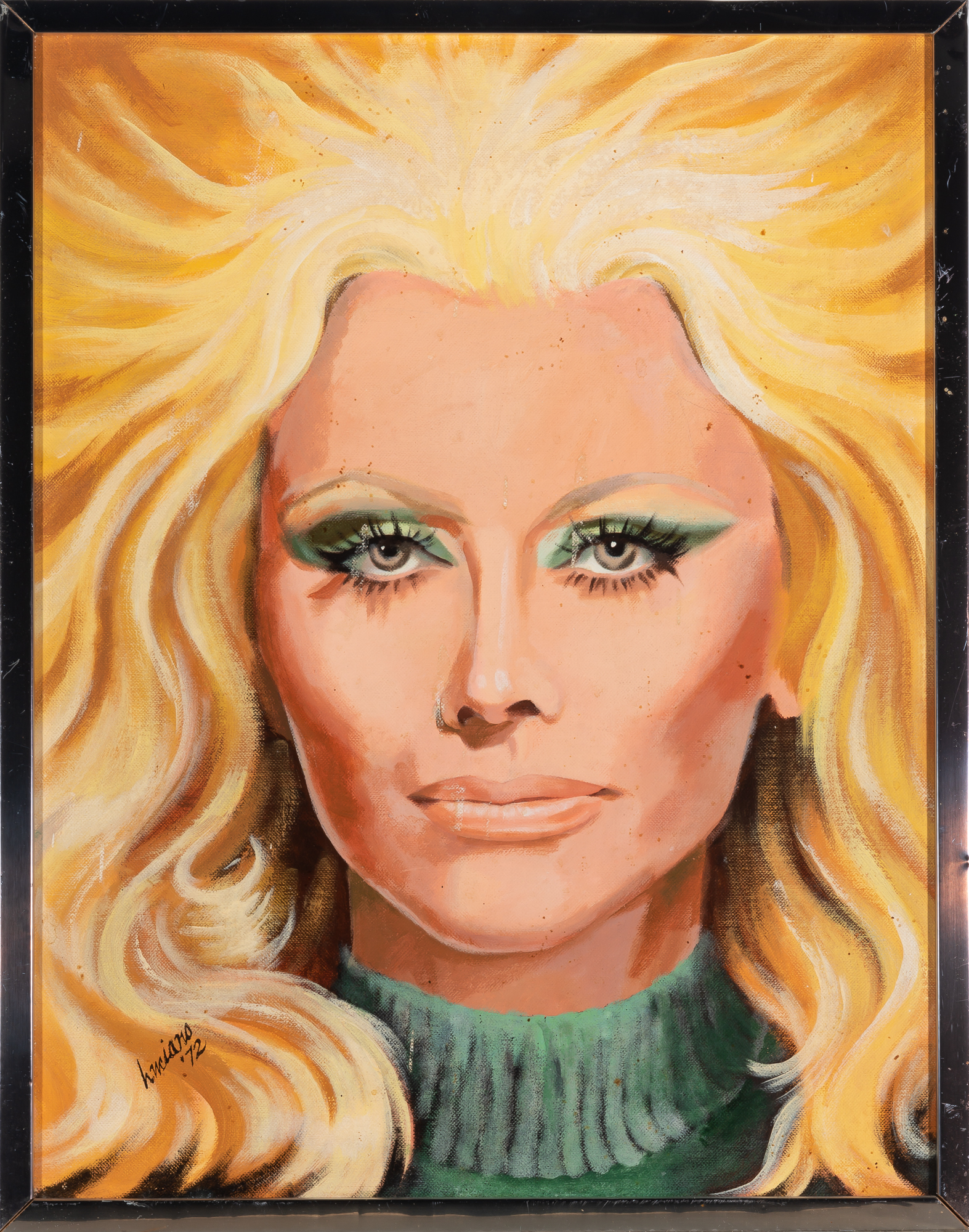 Lot image - [Monique Van Vooren]  Two painted portraits of Van Vooren.