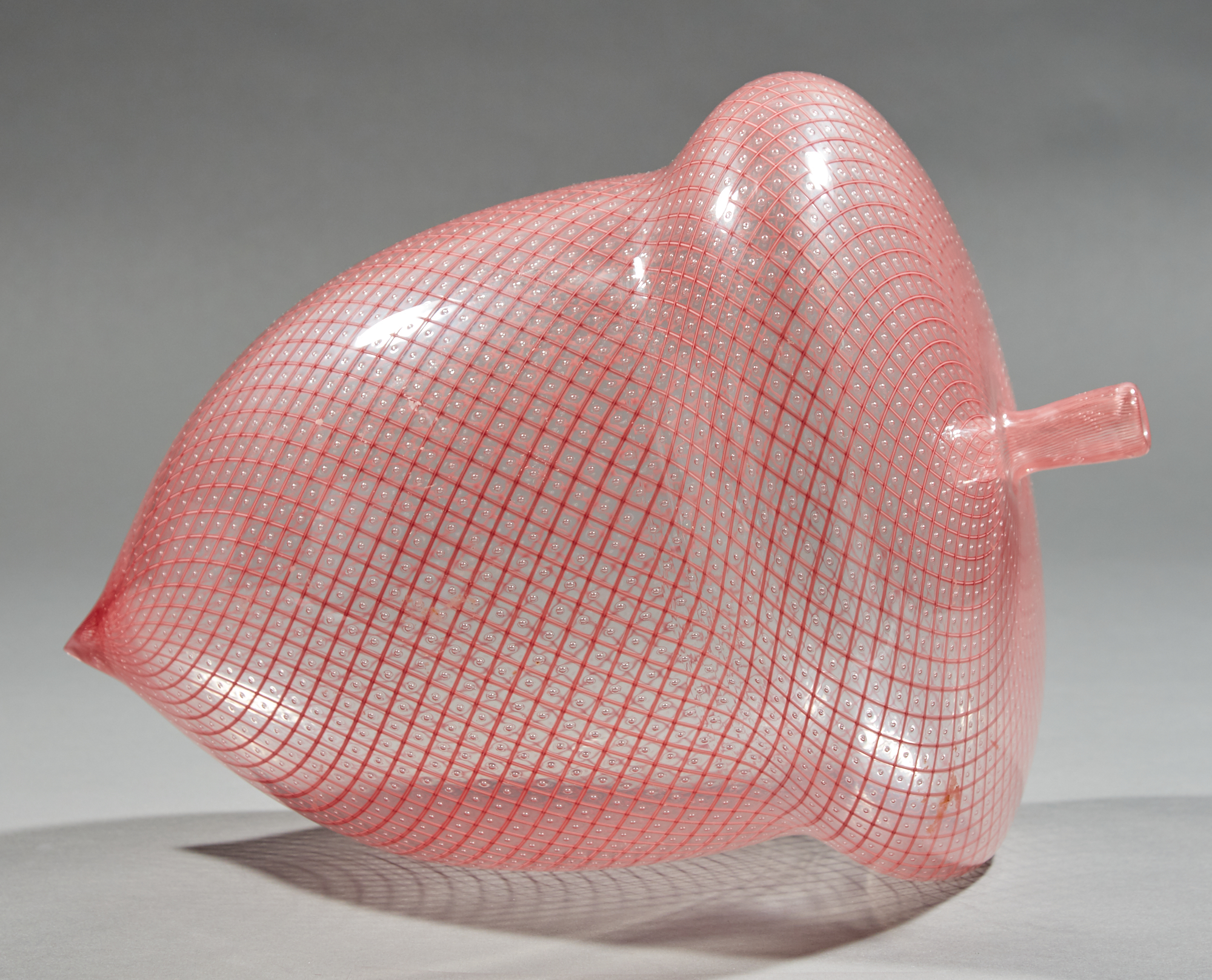 Lot image - Dante Marioni Venetian Style Red Reticello Glass Acorn Sculpture