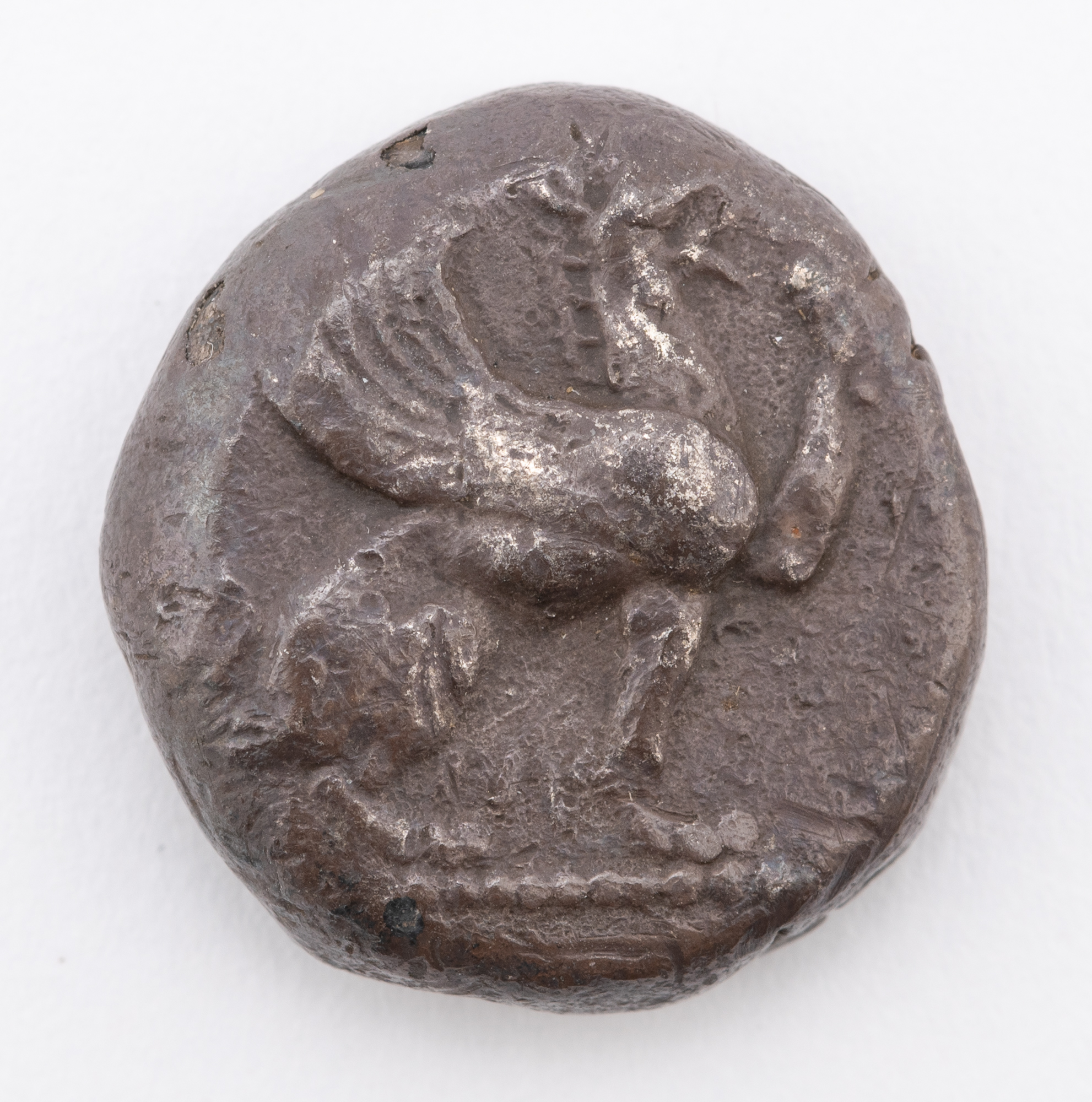 Lot image - Ionia. Teos, ca. 520-475 BC. AR Stater (12.11g).   ACNAC 6, Dewing 2312; See J.M. Balcer, The Early Silver Coinage of Teos, in SNR 47 (1968).   Obverse: Griffin seated right, raising left foreleg; below, lambda