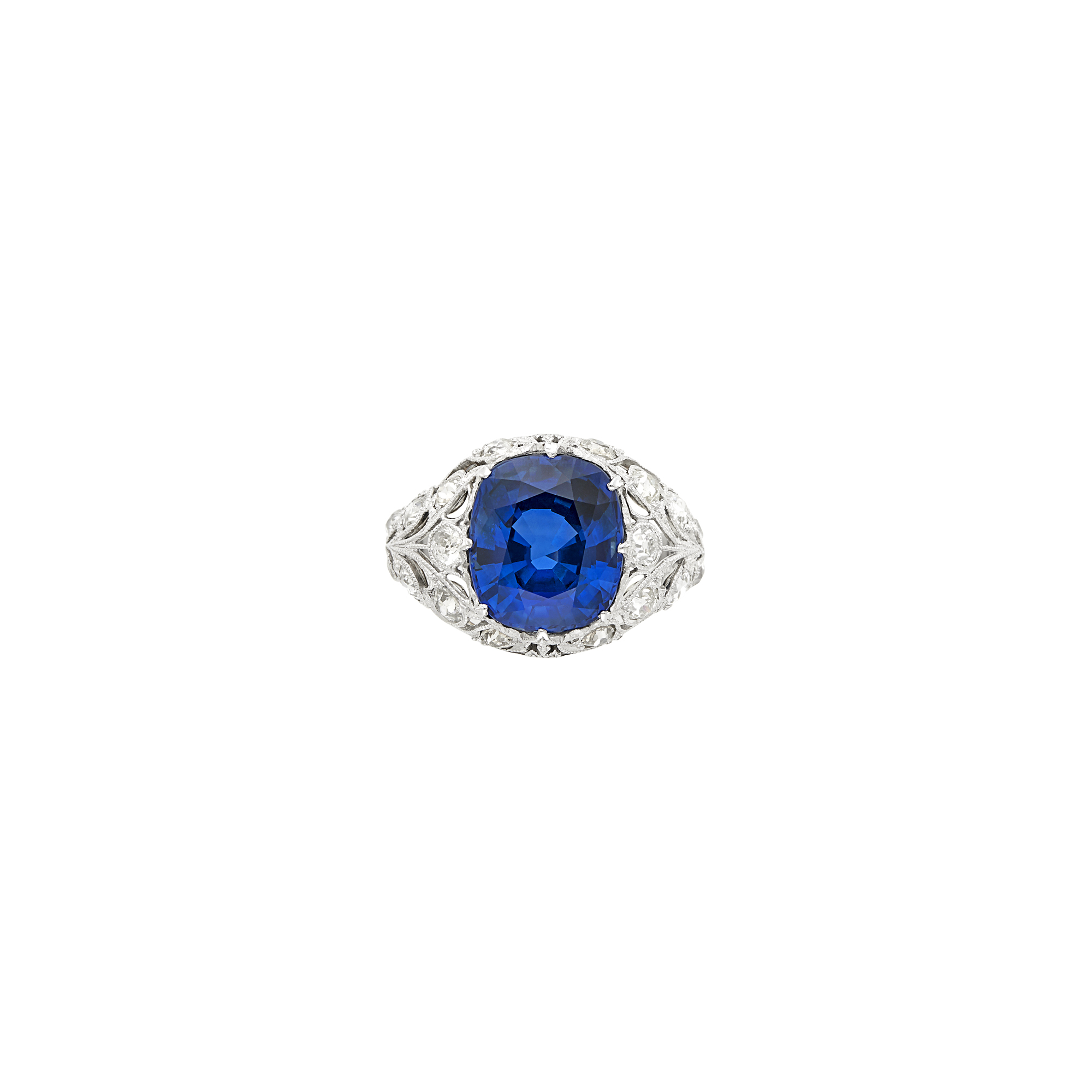 Lot image - Platinum, Sapphire and Diamond Ring