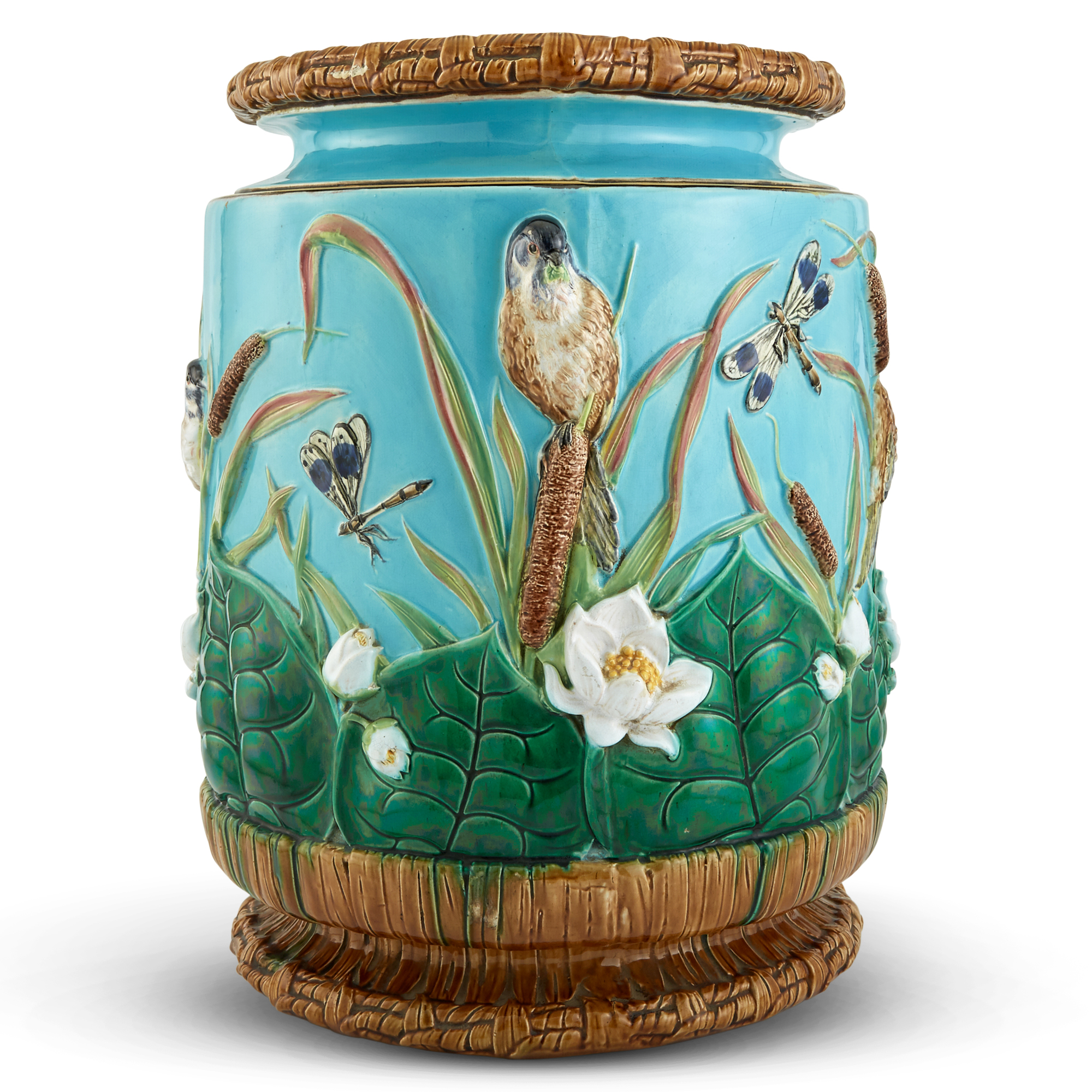 Lot image - George Jones Majolica Indian Turquoise-Ground Garden Seat