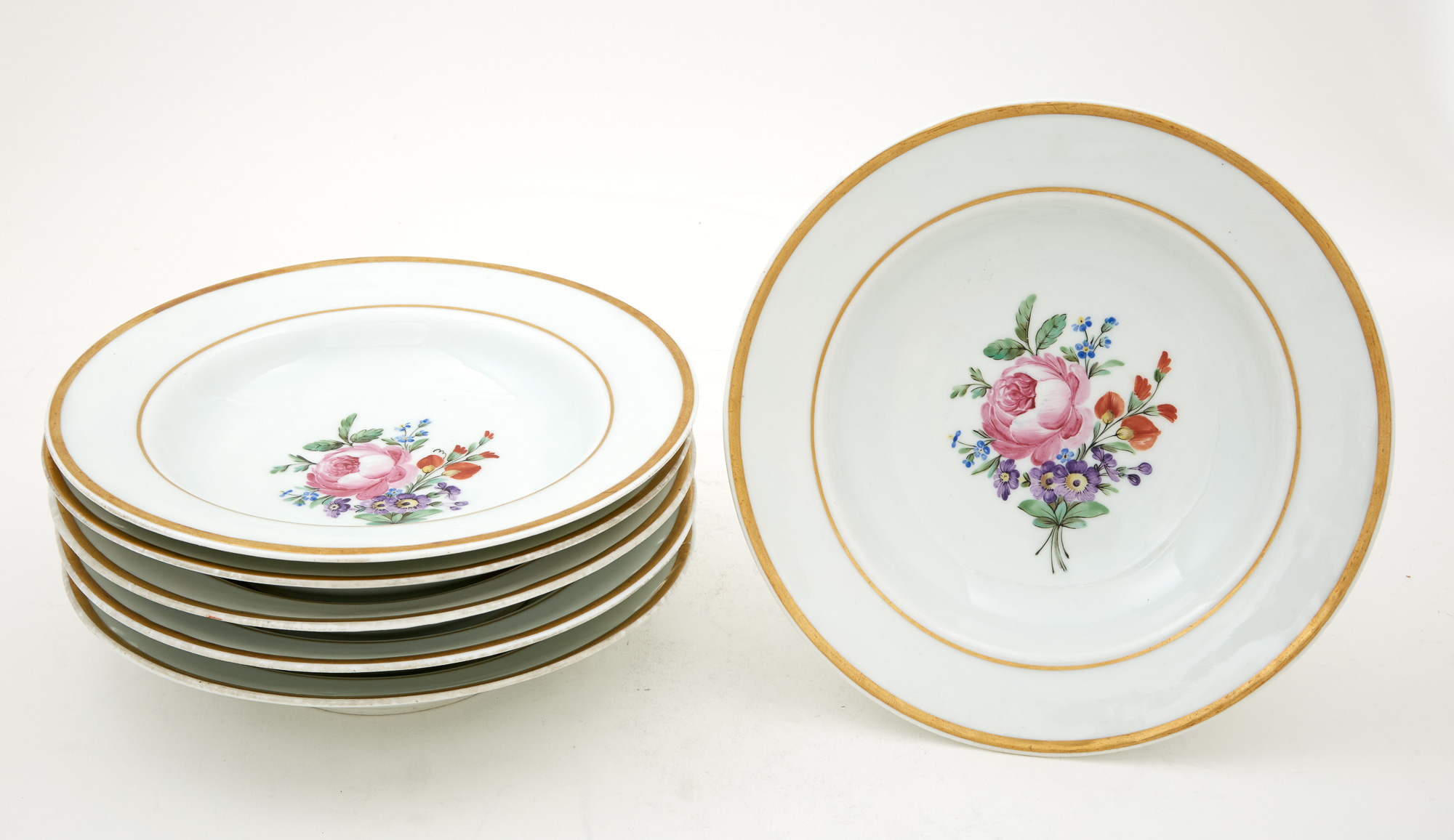 Lot image - Set of Six Russian Porcelain Soup Plates