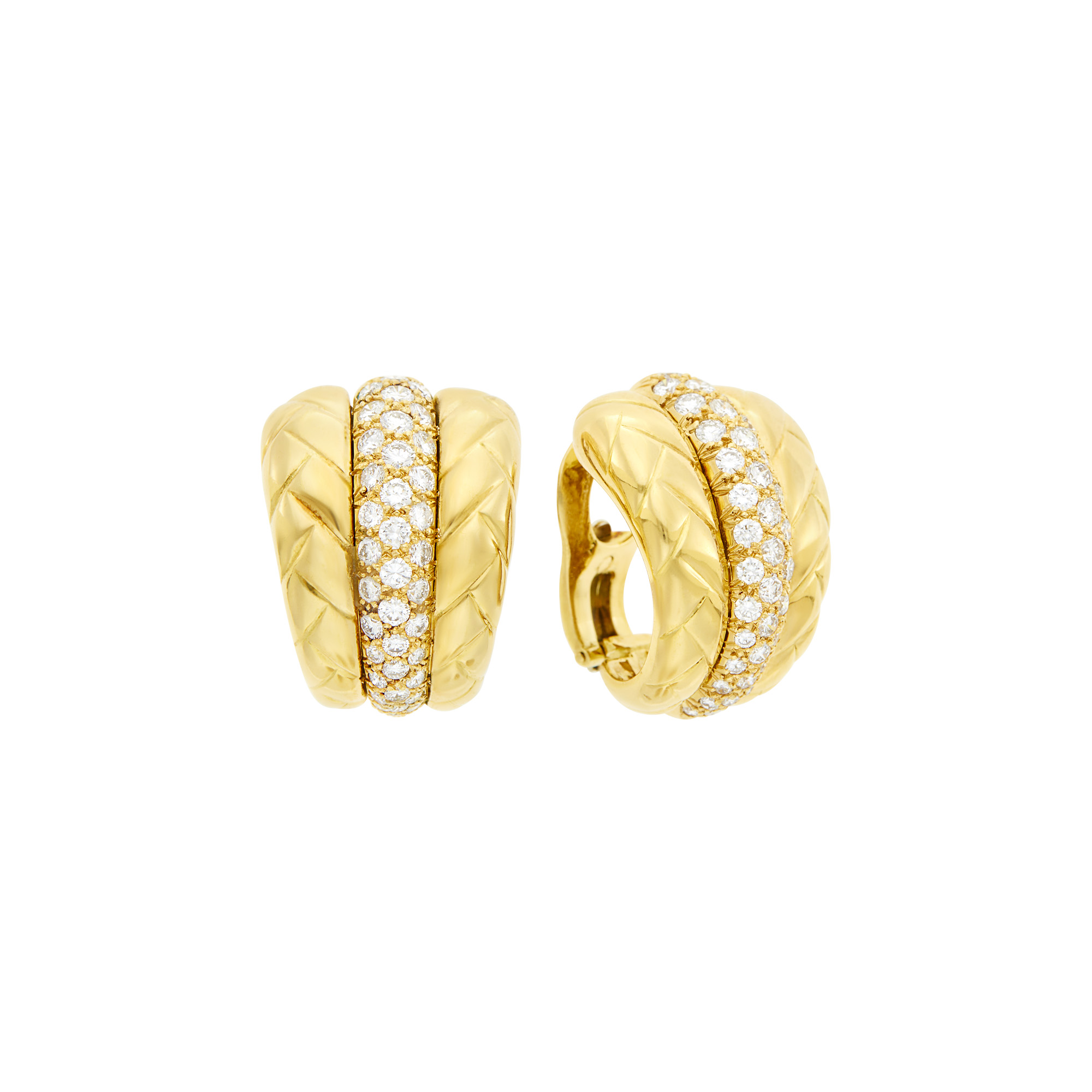 Lot image - Van Cleef & Arpels Pair of Gold and Diamond Earclips, France