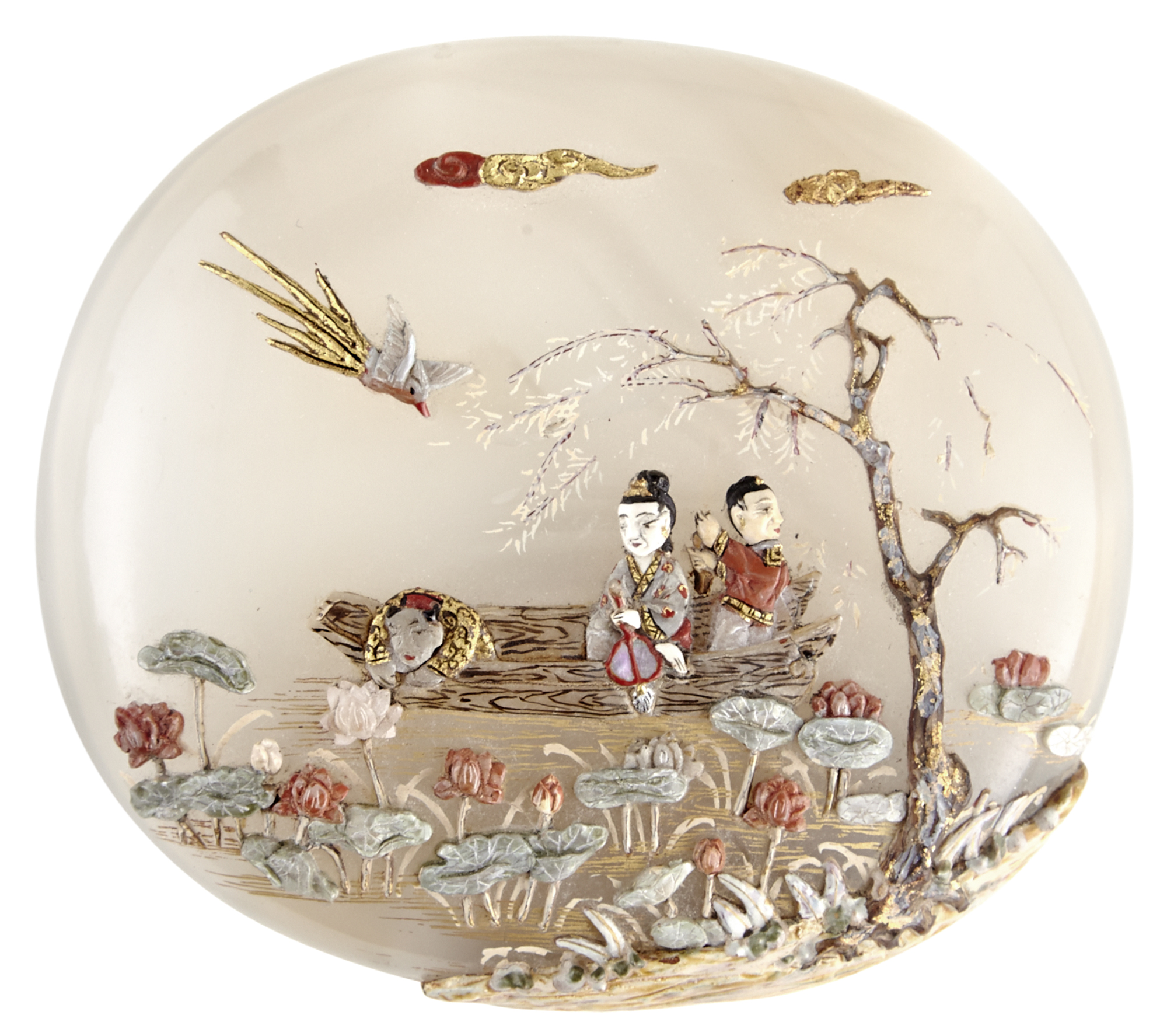 Lot image - Chinese Embellished Agate Box