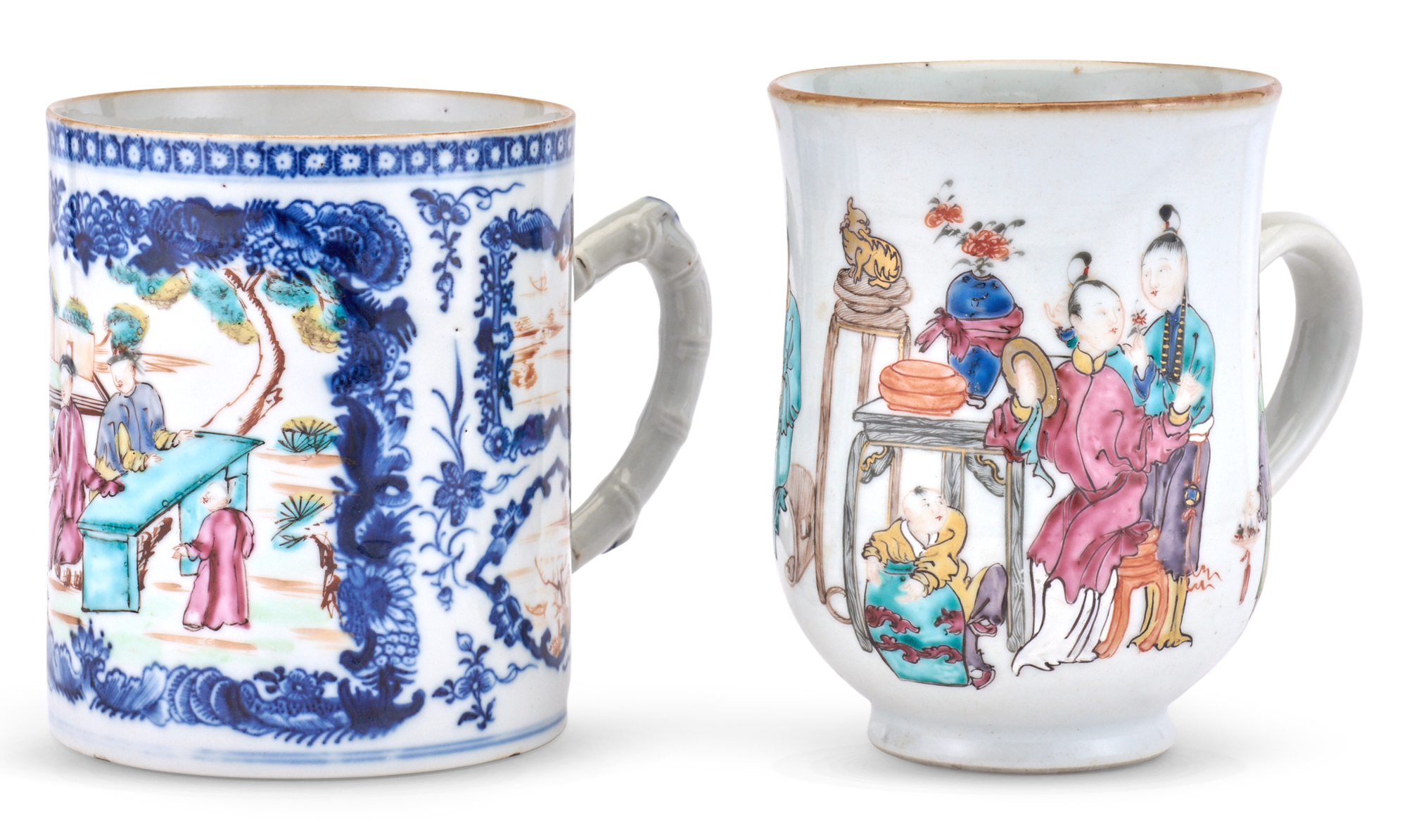 Lot image - Two Chinese Export Porcelain Mugs