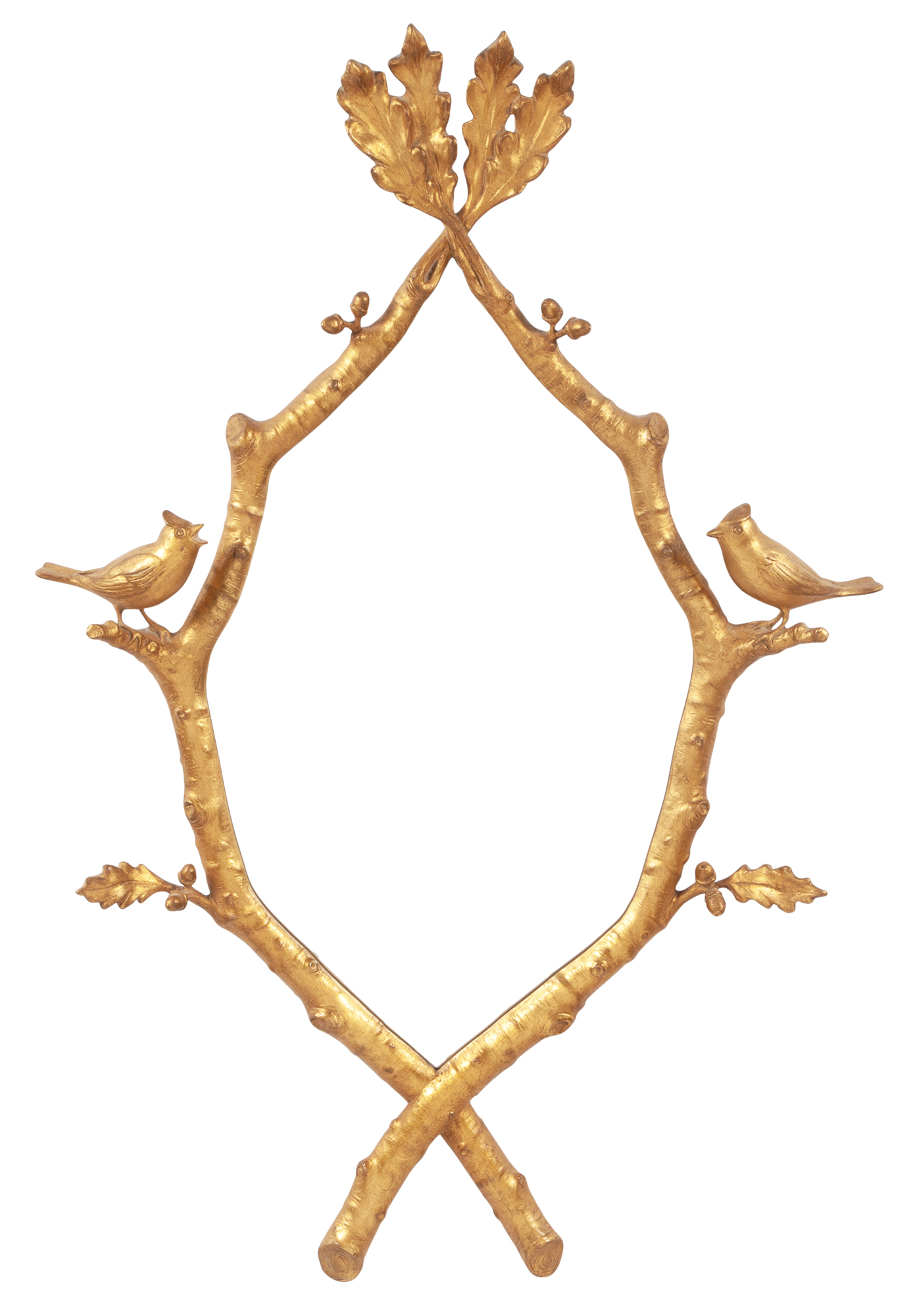 Lot image - Giltwood Bird and Oak Branch-Form Mirror