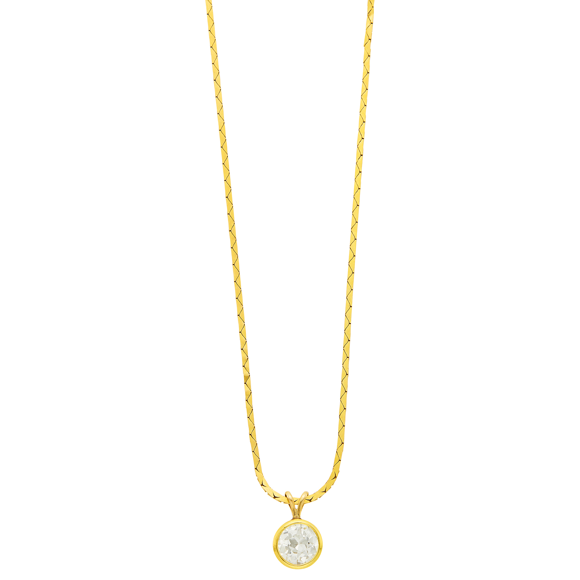 Lot image - Gold and Diamond Pendant with Chain Necklace