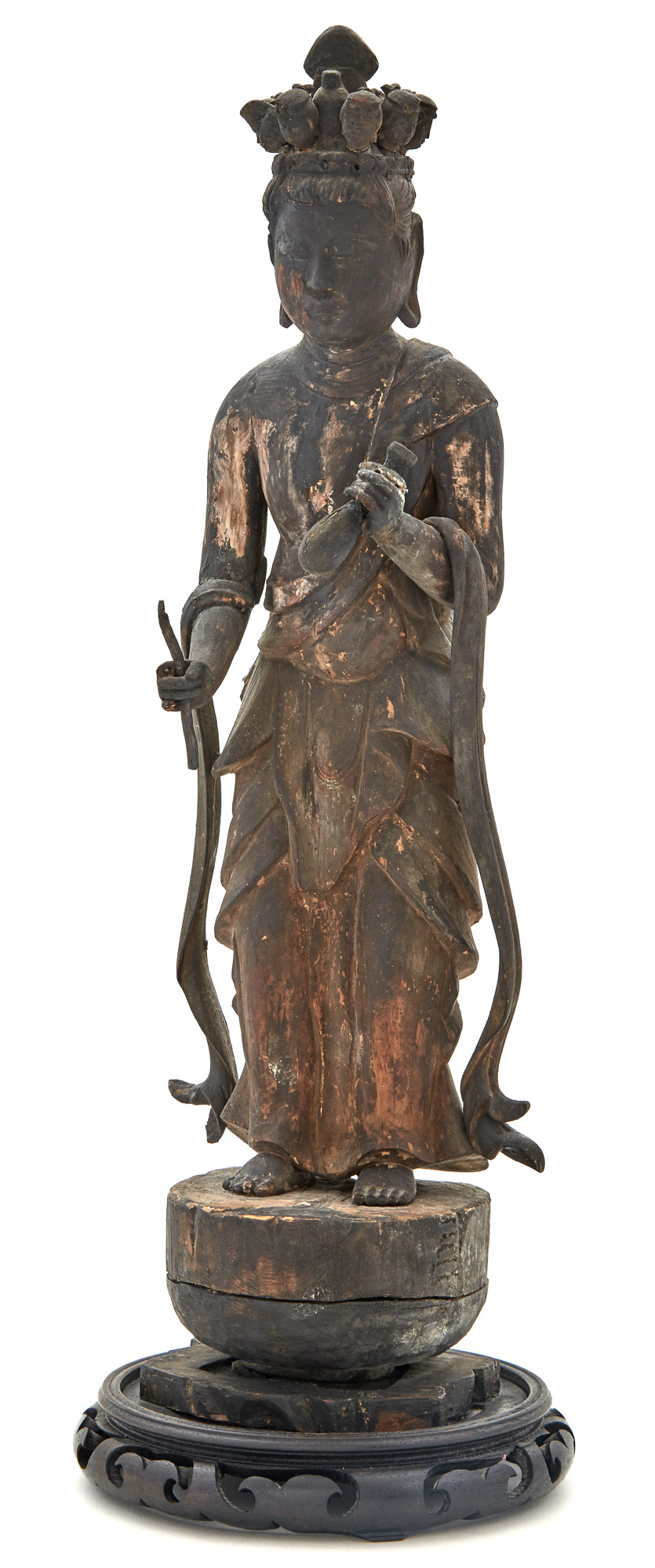 Lot image - Japanese Carved Softwood Figure of Kannon