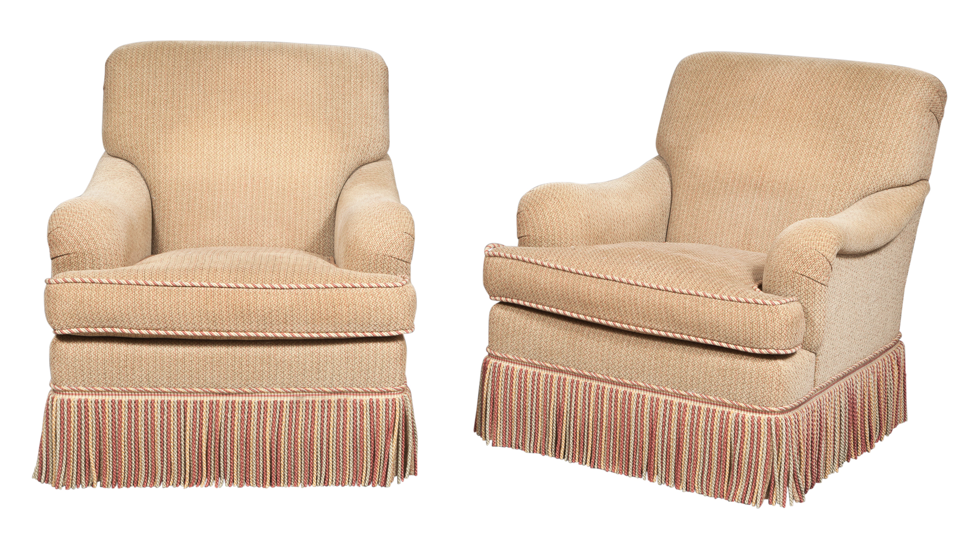 Lot image - Pair of Brunschwig & Fils Upholstered Benson Armchairs