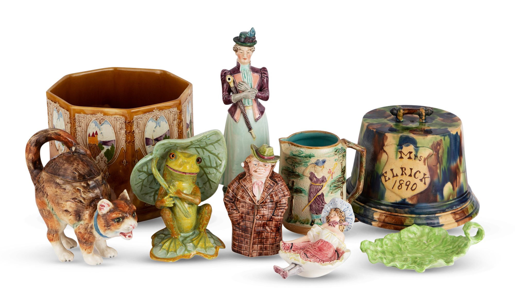 Lot image - Group of Continental, English and American Majolica, Faience and Ceramic Articles