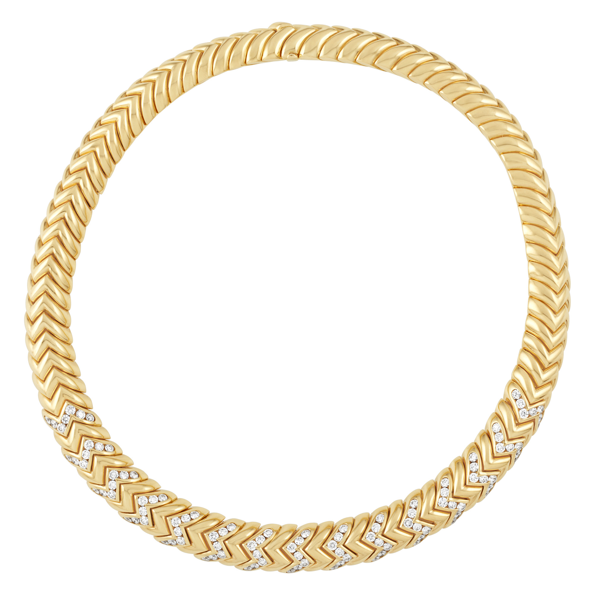 Lot image - Gold and Diamond Spiga Necklace, Bulgari