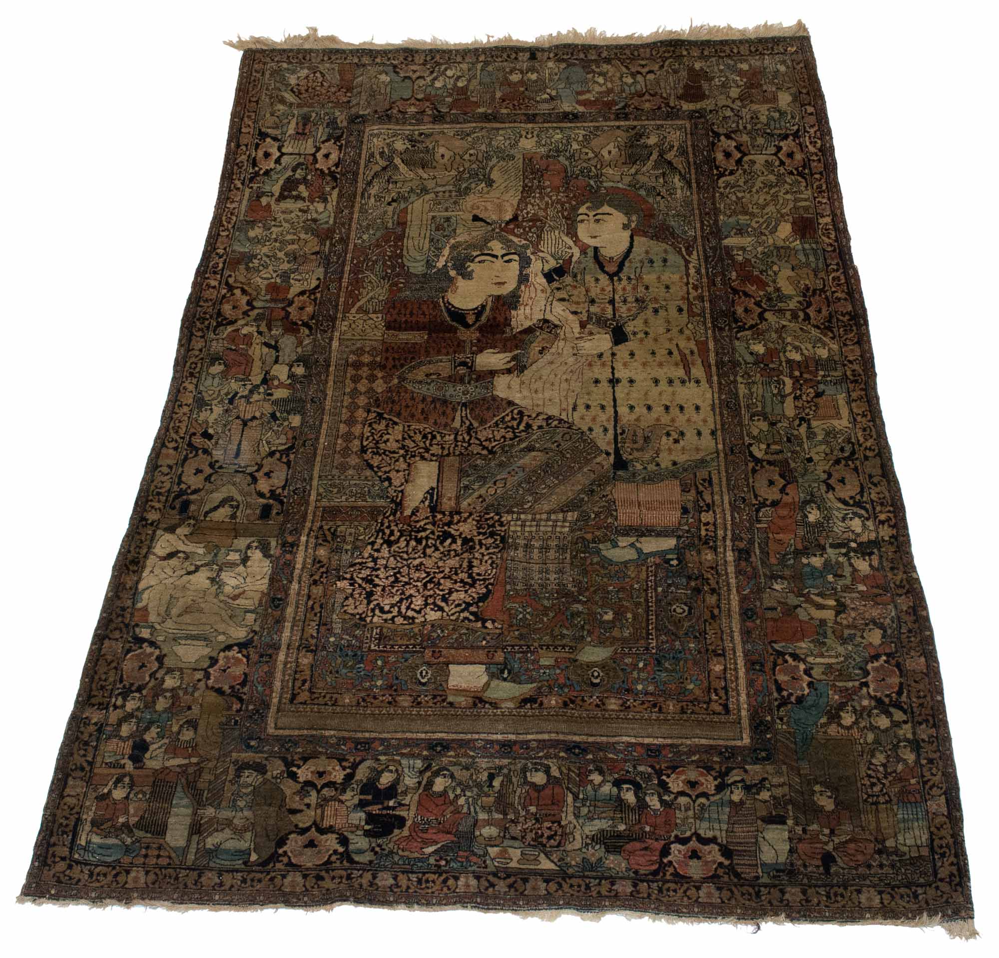 Lot image - Manchester Kashan Pictorial Prayer Rug