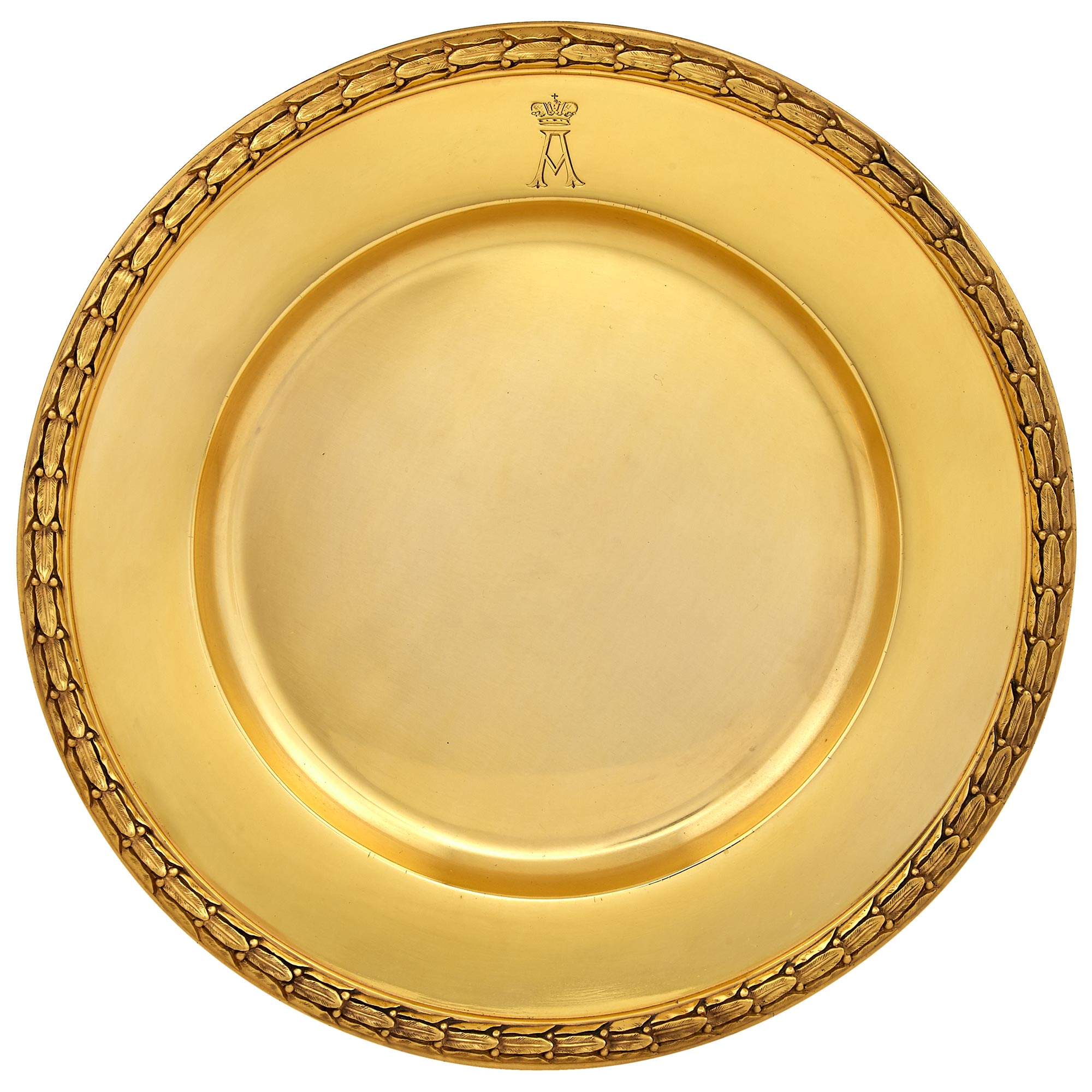 Lot image - Russian Silver-Gilt Dinner Plate