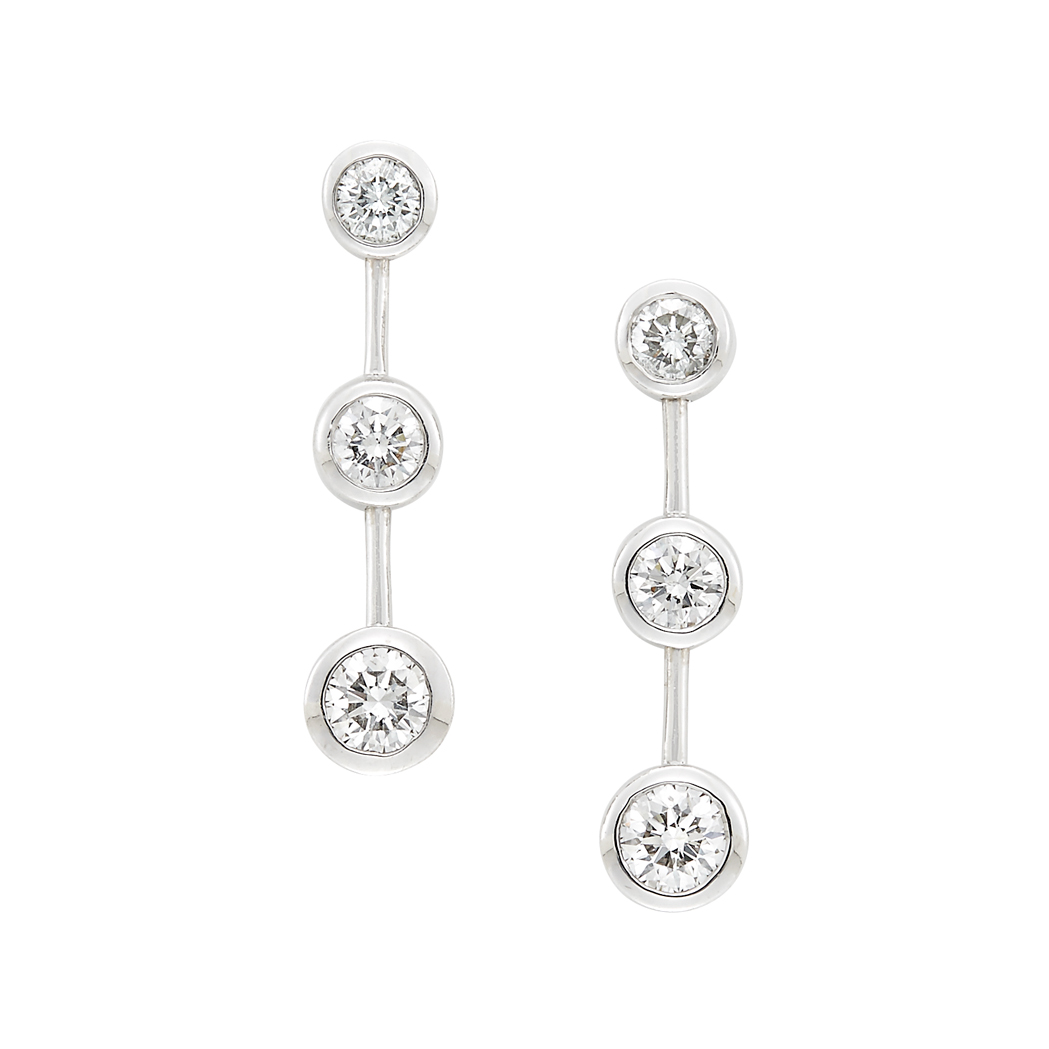 Lot image - Pair of White Gold and Diamond Pendant-Earrings