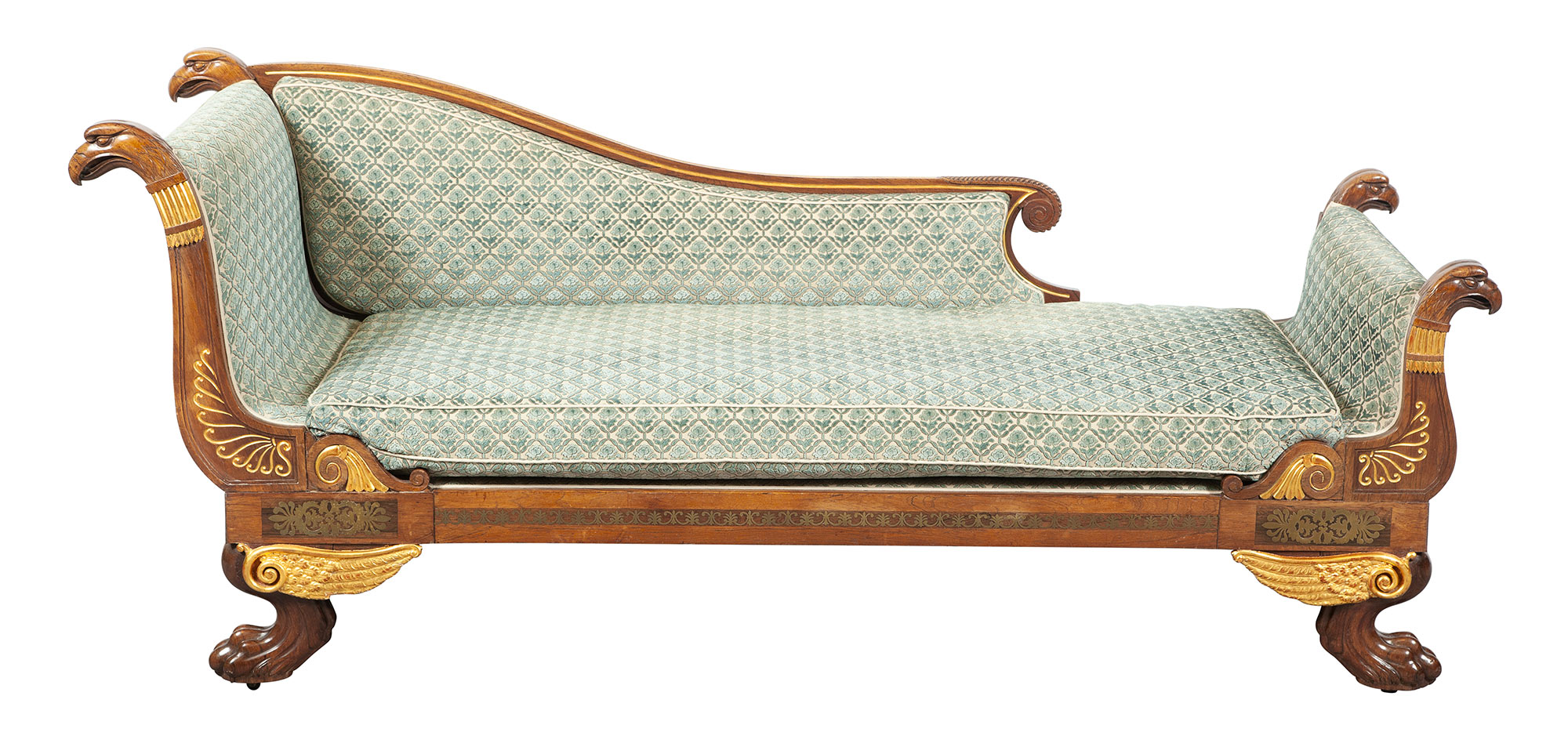 Lot image - George IV Brass-Inlaid Rosewood and Parcel-Gilt Daybed
