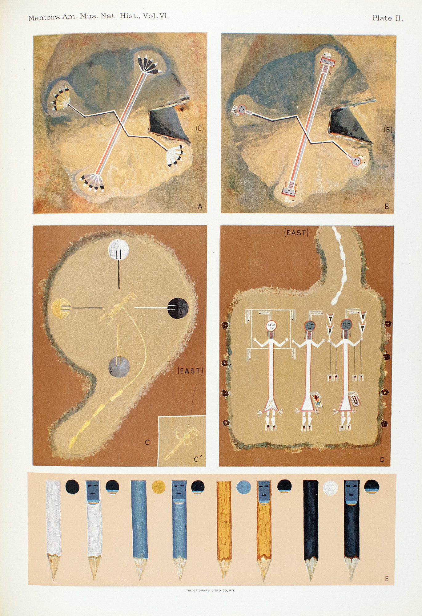 Lot image - [COLOR PLATE]  MATTHEWS, WASHINGTON. Memoirs of the American Museum of Natural History Volume VI. Publications of The Hyde Southwestern Expedition. The Night Chant, a Navaho Ceremony.